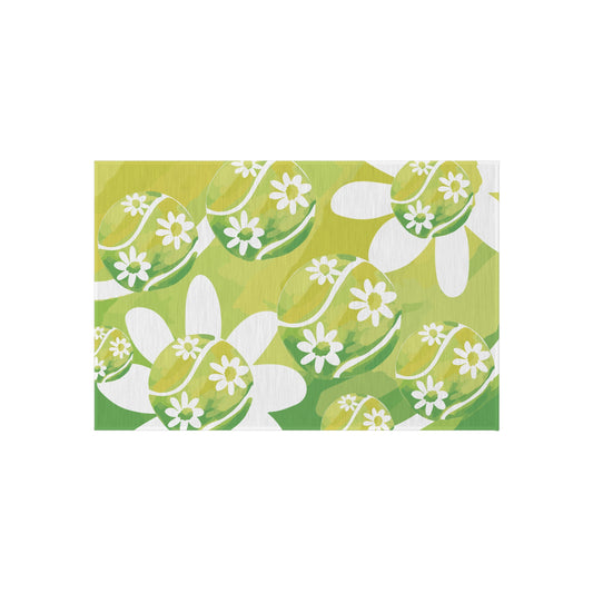 Tennis Daisy Flower Pattern Outdoor Rug - Brighten Your Patio, Garden, or Entryway, Bohemian Decor, Easter Gift, Spring Vibes, Cozy Outdoor Living
