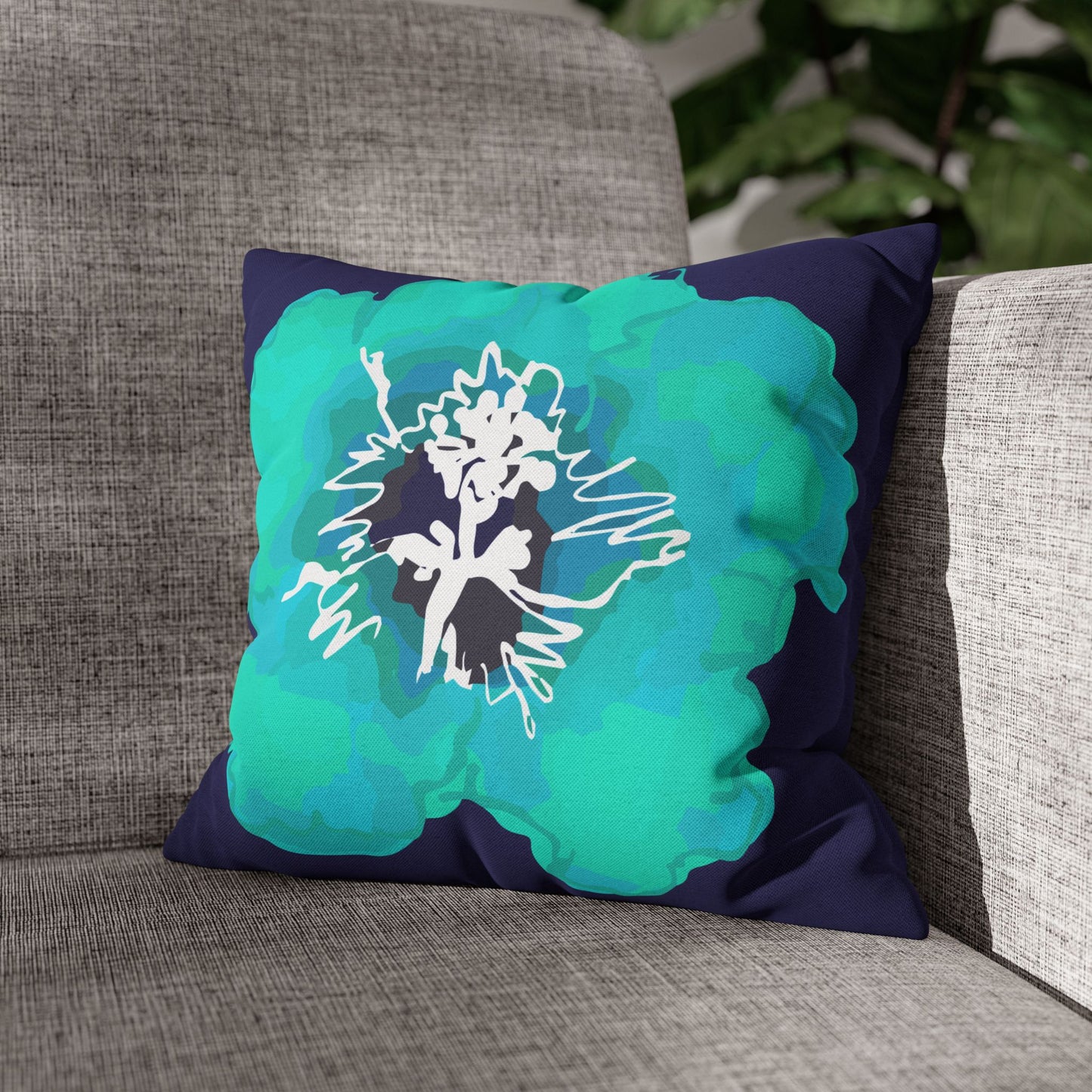 Deep Blue Azalea Floral Decorative Pillowcase, Art Decor, Home Accent, Living Room, Gift for Flower Lovers, Flower Design Cushion Cover