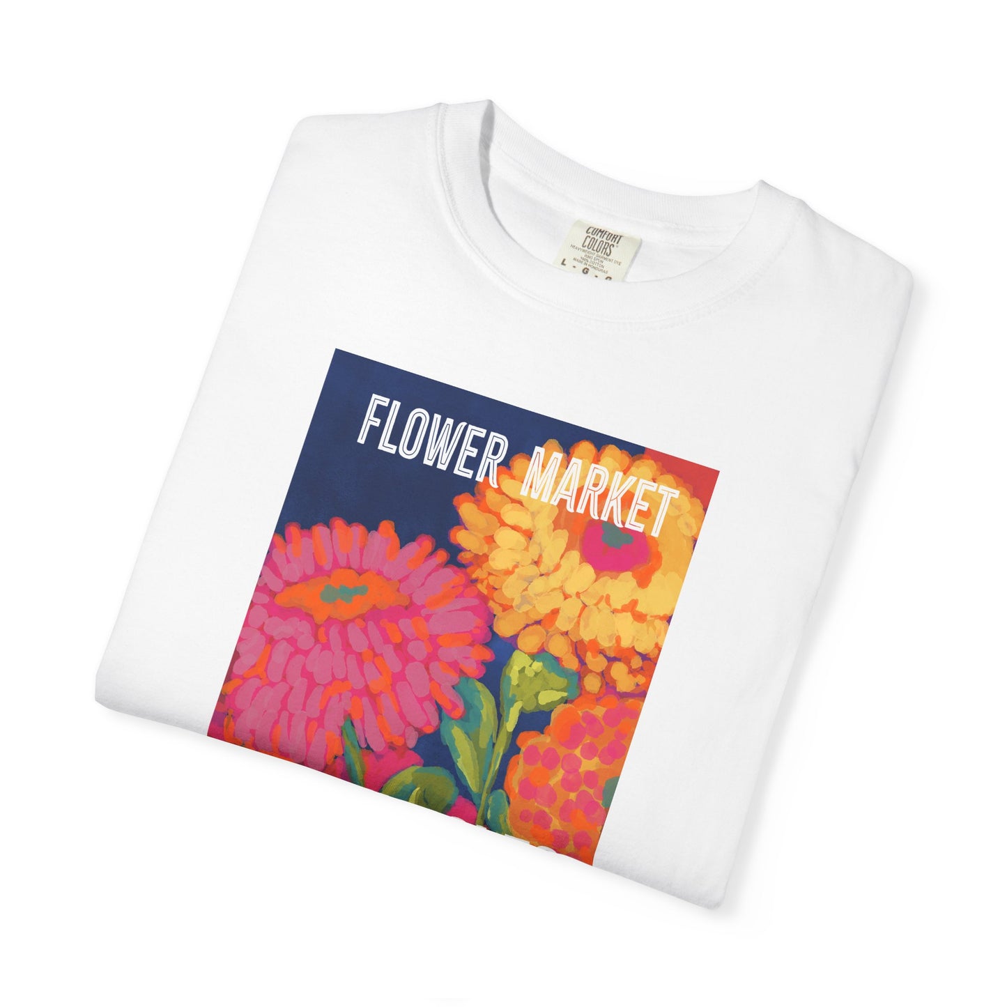 Vibrant Floral Market Tee, Flower Market T-Shirt, Greek Isles Apparel, Gift for Garden Lovers, Summer Wardrobe Essential