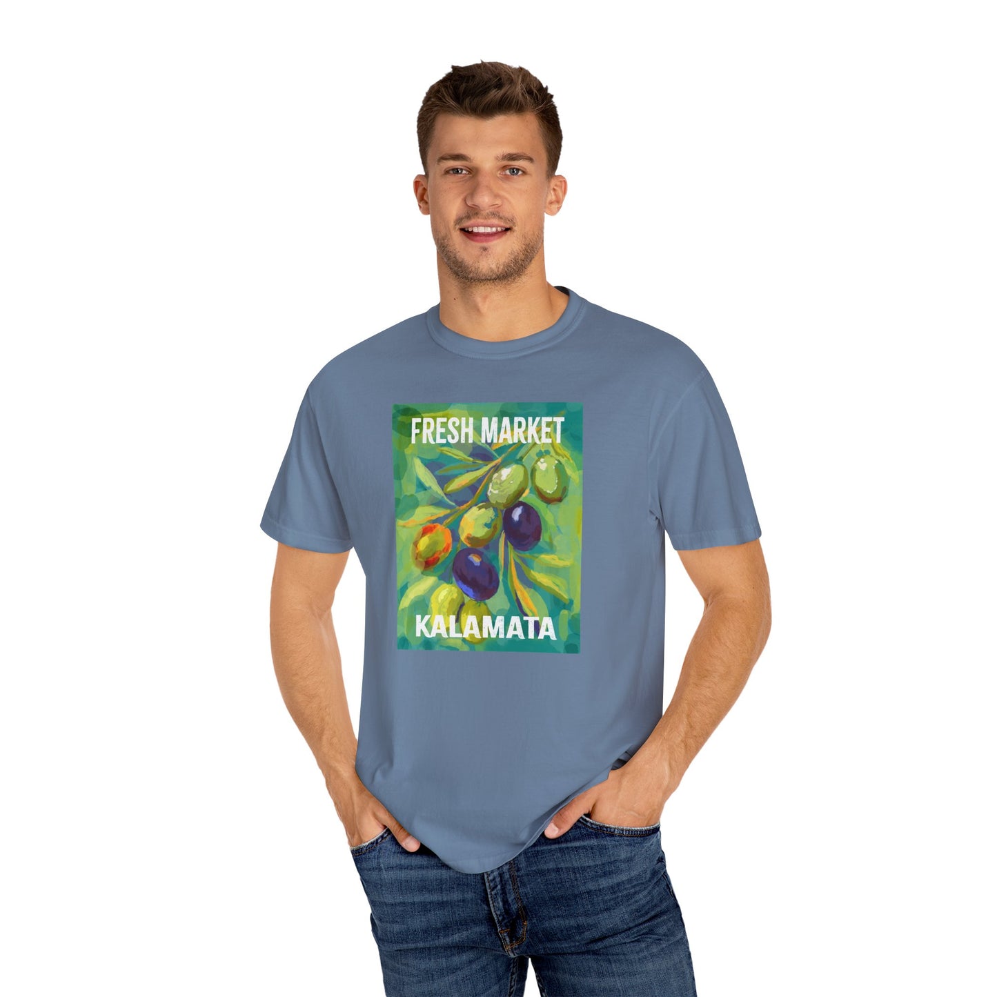Vibrant Greek Olive Grove T-Shirt, Perfect for Farmers Markets, Foodie Gifts, Art Lovers, Summer Outings, Unisex Casual Wear