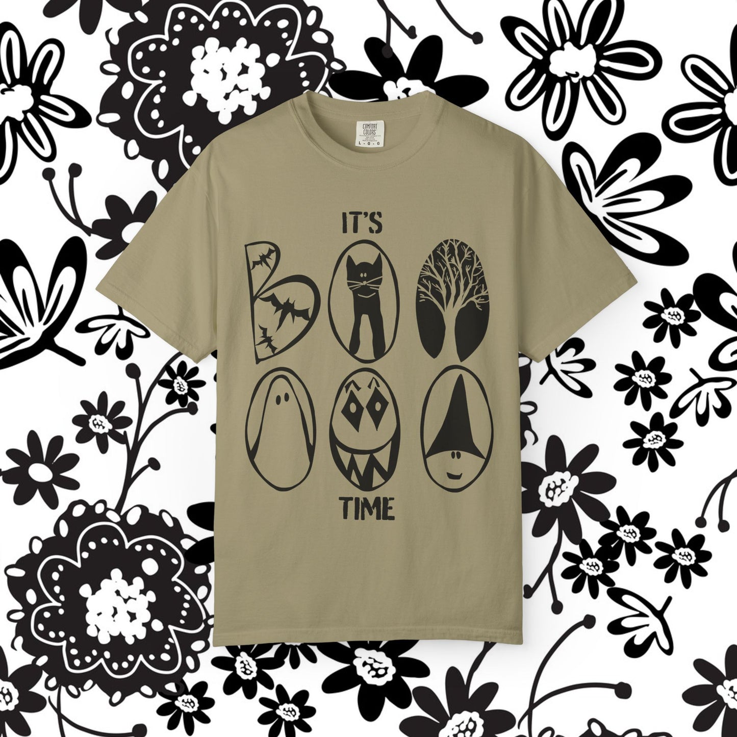 "IT'S BOO TIME" Halloween Themed T-shirt, Spooky Graphic Tee, Unisex T-shirt for Fall, Vintage Style Halloween Shirt, Perfect for Halloween Party