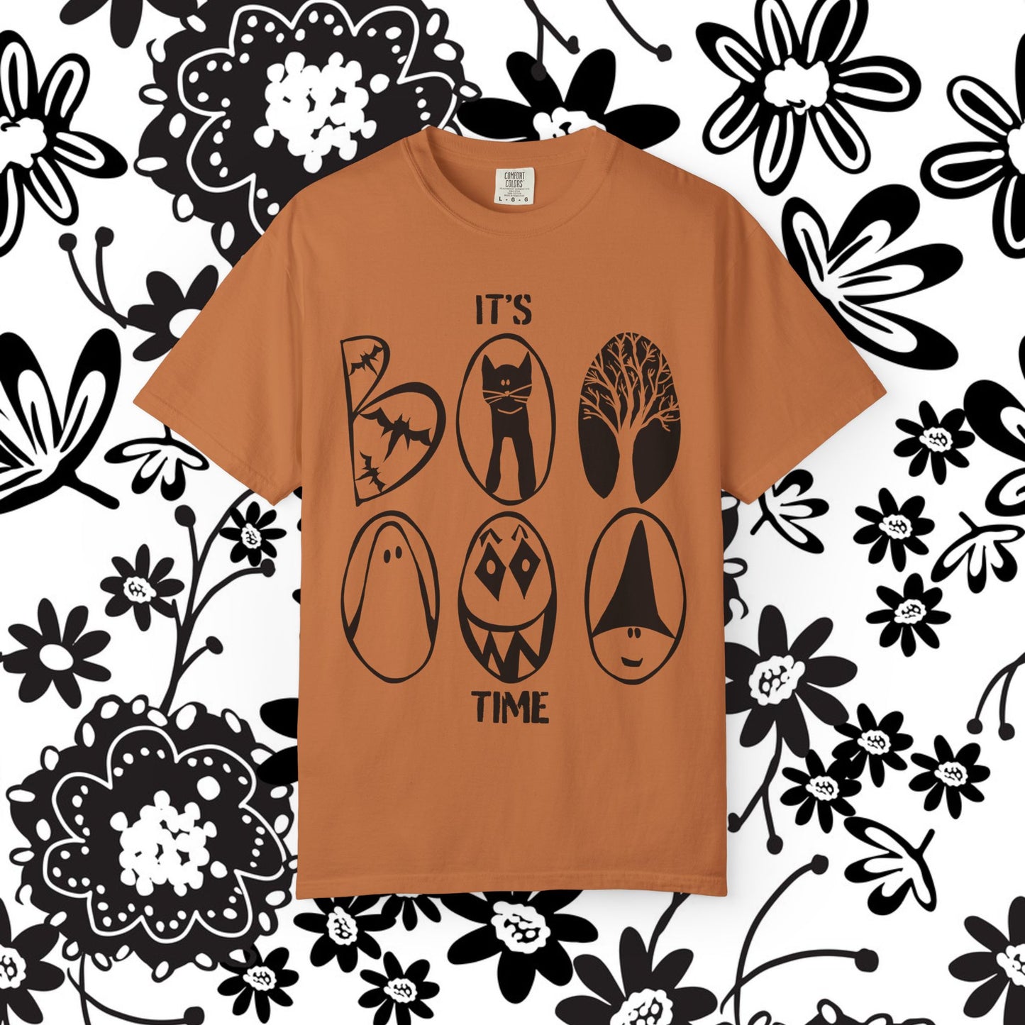 "IT'S BOO TIME" Halloween Themed T-shirt, Spooky Graphic Tee, Unisex T-shirt for Fall, Vintage Style Halloween Shirt, Perfect for Halloween Party
