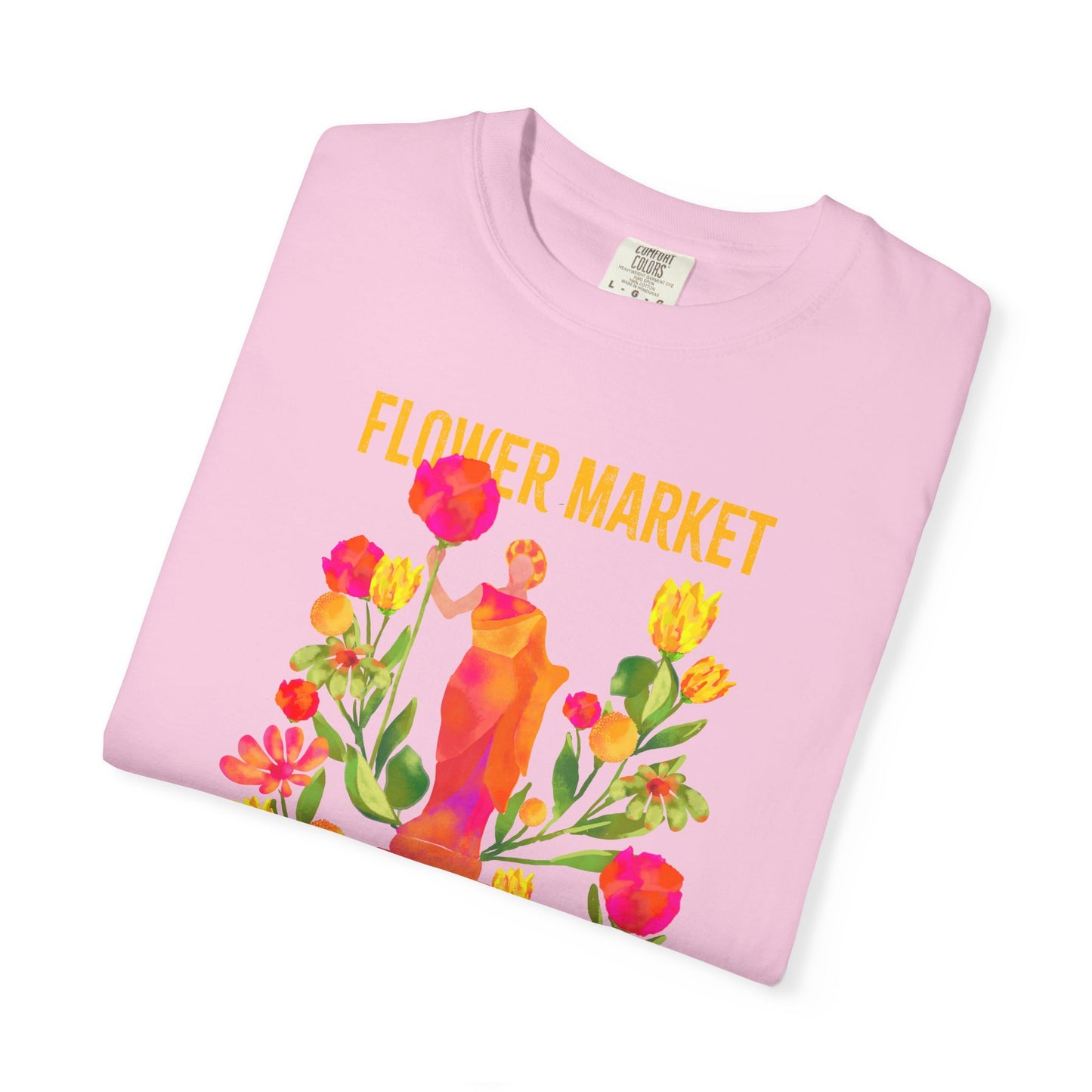 Greek Isle Mykonos Floral Market T-Shirt | Summer Vibes, Eco-Friendly Apparel, Casual Wear, Gift for Her, Bohemian Style