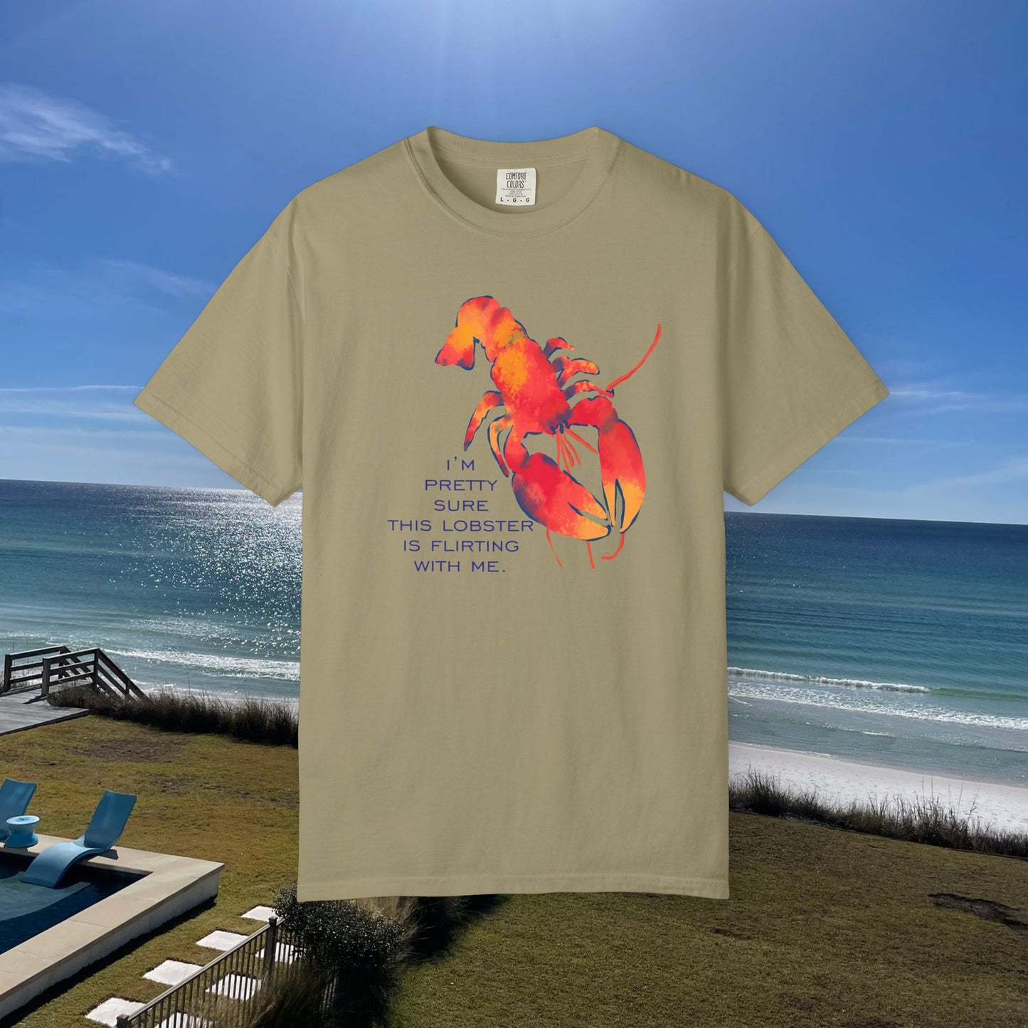 Funny Lobster Flirting T-Shirt, Relaxed Fit Tees, Seafood Lover Gifts, Coastal Vibe Outfits, Summer Beach Wear