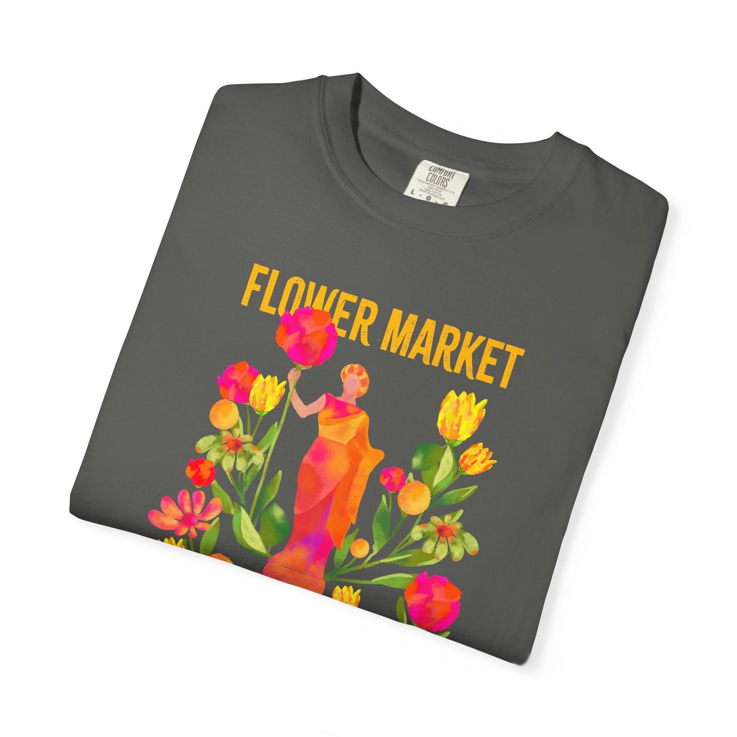 Greek Isle Mykonos Floral Market T-Shirt | Summer Vibes, Eco-Friendly Apparel, Casual Wear, Gift for Her, Bohemian Style
