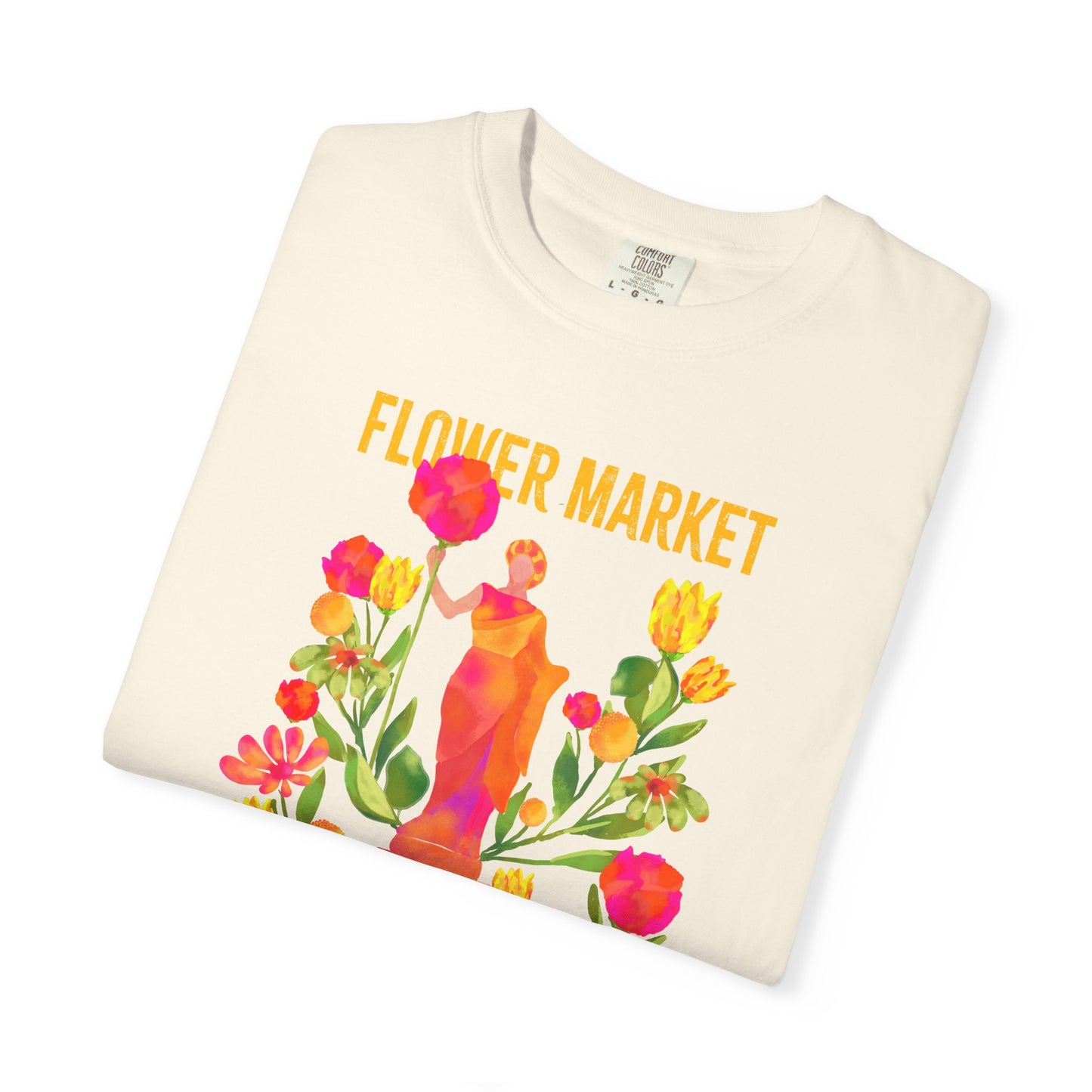 Greek Isle Mykonos Floral Market T-Shirt | Summer Vibes, Eco-Friendly Apparel, Casual Wear, Gift for Her, Bohemian Style