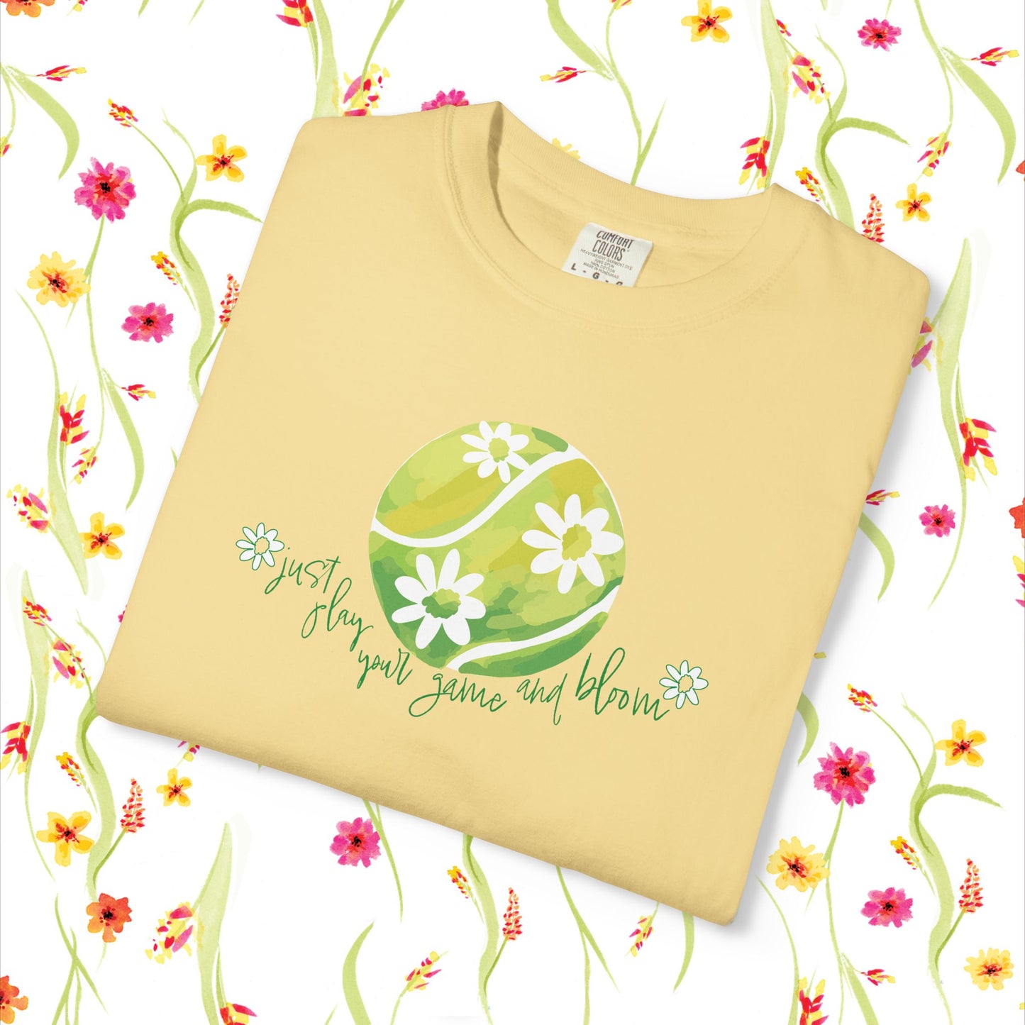 Play Tennis....Bloom! Flower Power Unisex T-Shirt | Eco-Friendly Casual Wear, Spring Fashion, Gift for Garden Lovers, Earth Day Tee, Floral Summer Style, Tennis Lover's Gift17.99