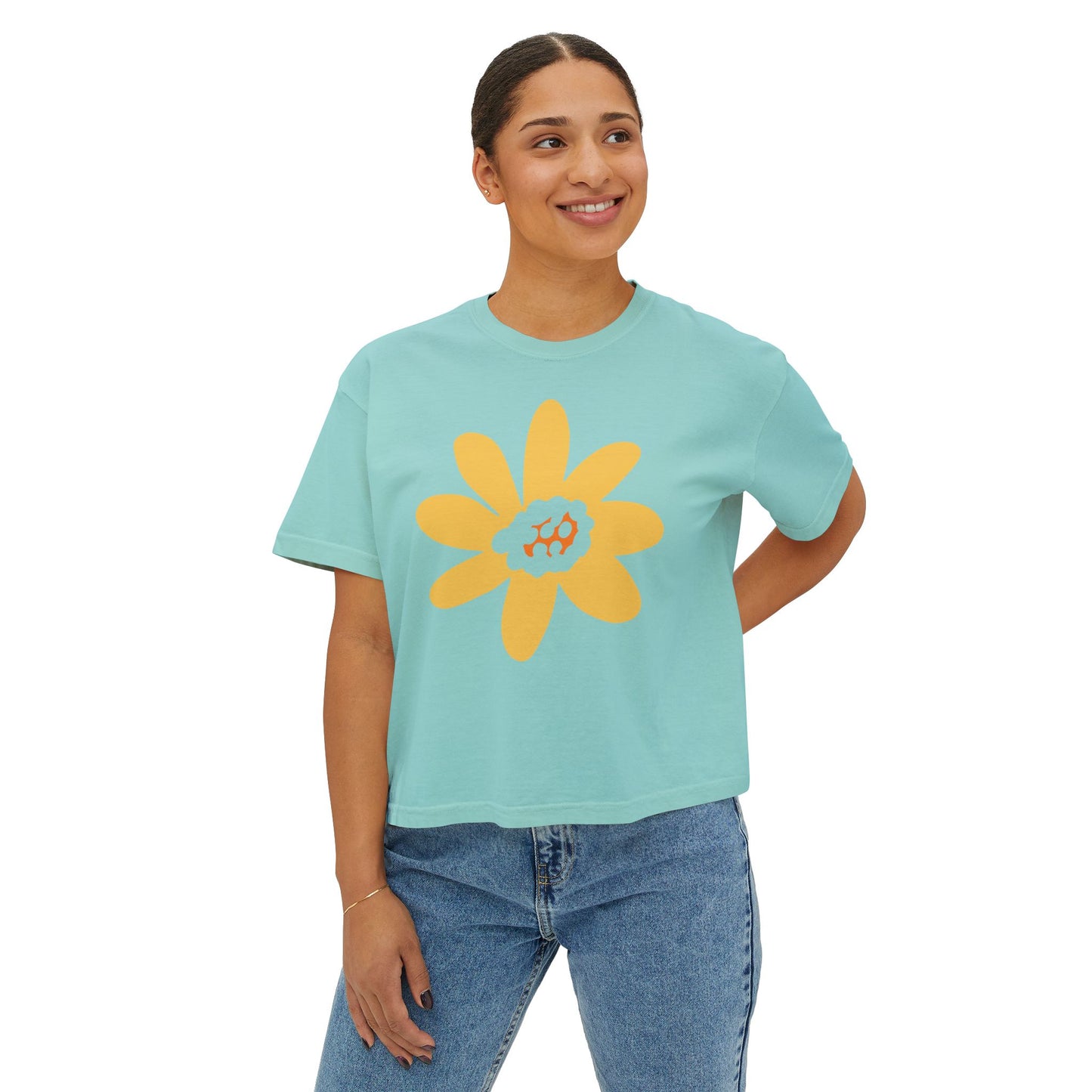 Sunny Floral Women's Boxy Tee - Casual Comfort for Every Occasion