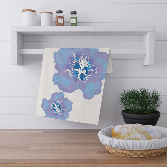 Vibrant Floral Azalea Periwinkle Tea Towels, Kitchen Decor, Gift for Her, Mothers Day, Flower Kitchen Towel, Home Accessories, Eco-Friendly Cloths