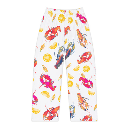 Lobster & Lemon Pattern Women's Lounge Pants — Colorful Coastal Sleepwear