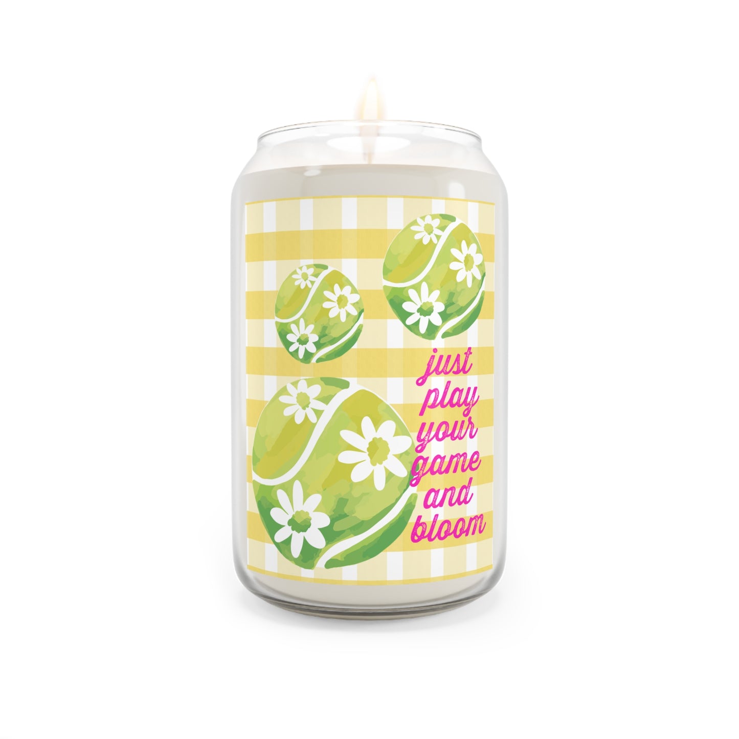 Soy Candle — "Just Play Your Game and Bloom" Floral Tennis Gift