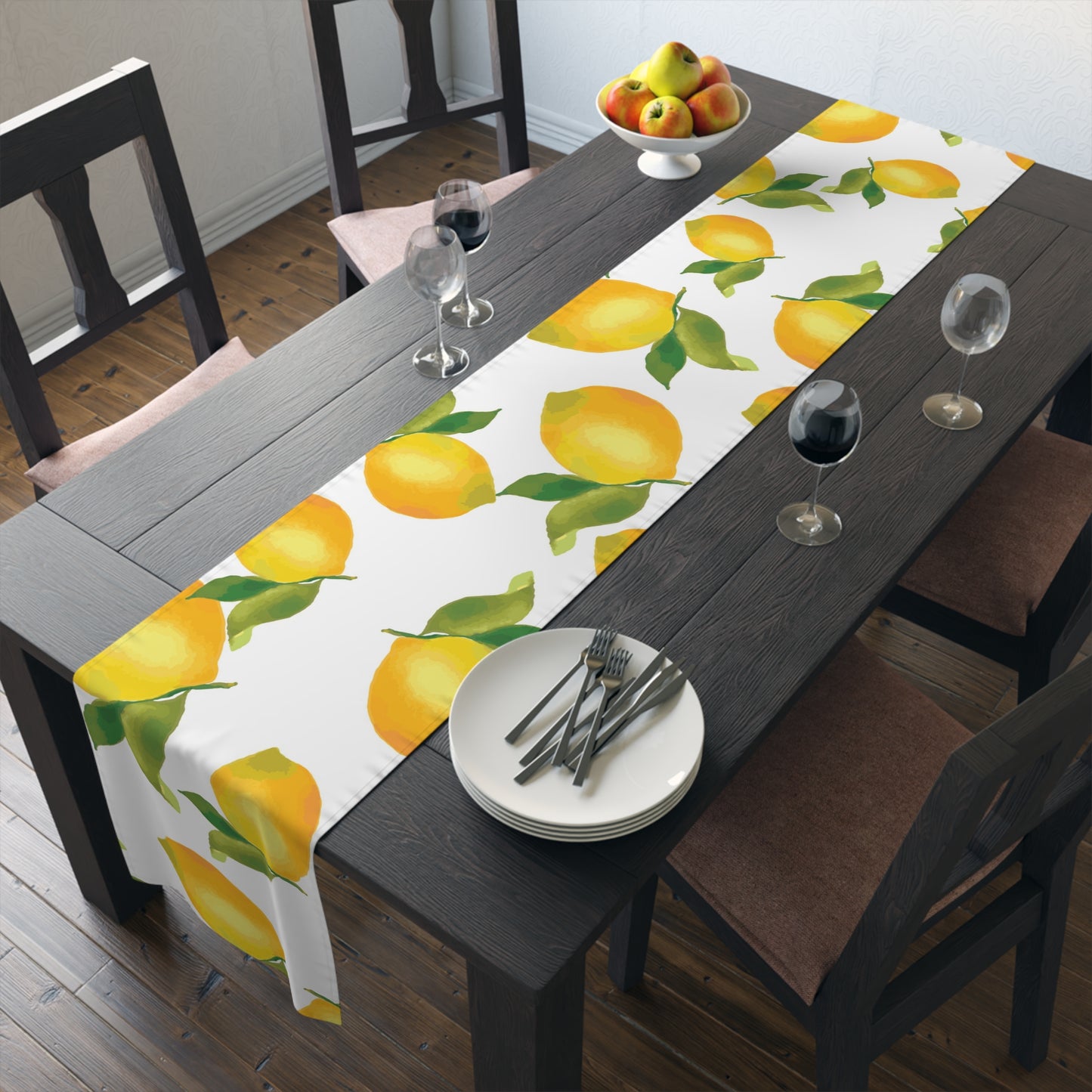 Lemon Blossom Table Runner - Farmhouse Home Decor, Dining Table Decoration, Spring Dinnerware, Fresh Kitchen Accent