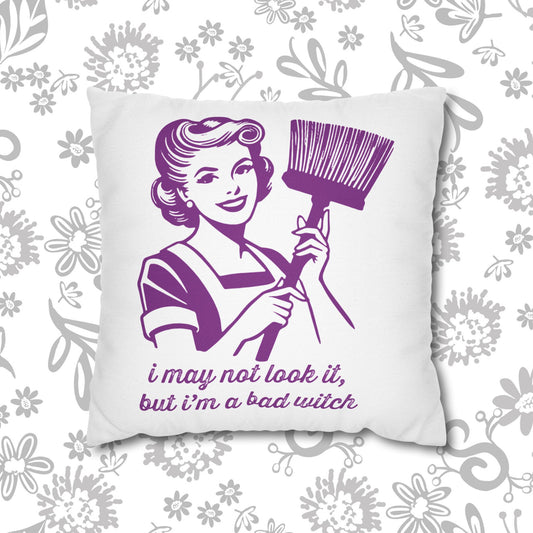 Vintage Bad Witch Pillowcase, Home Decor, Gift Idea, Halloween, Witchy Style, Cozy Bedroom, Decorative Cushion Cover