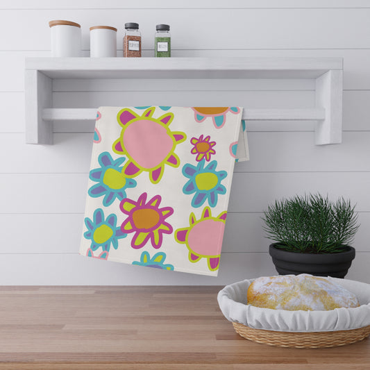 Cheerful Floral Tea Towels, Kitchen Décor, Gift for Hostess, Fun Home Accessories, Spring Celebrations, Bright Kitchen Linens