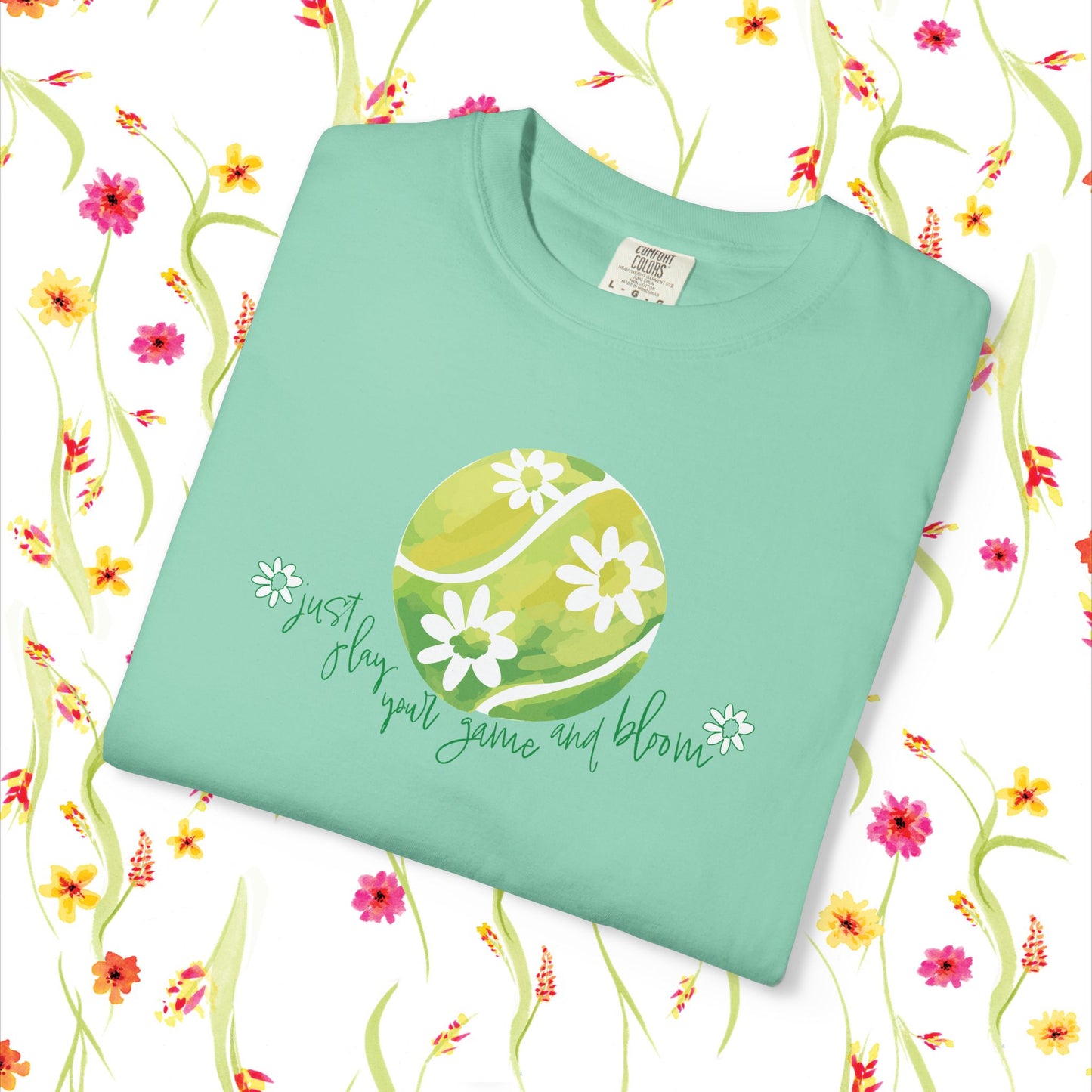 Play Tennis....Bloom! Flower Power Unisex T-Shirt | Eco-Friendly Casual Wear, Spring Fashion, Gift for Garden Lovers, Earth Day Tee, Floral Summer Style, Tennis Lover's Gift17.99