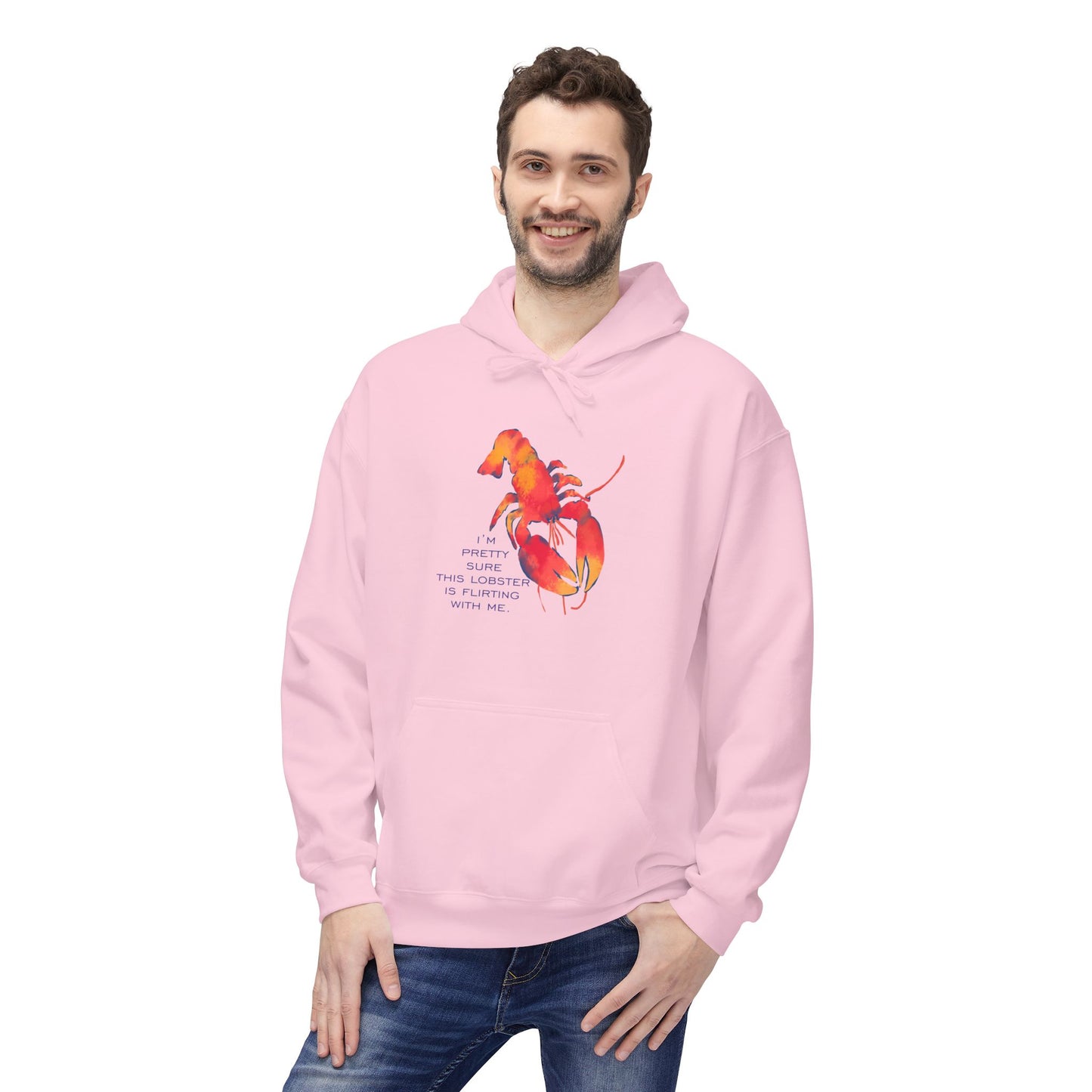 IS THIS LOBSTER FLIRTING WITH ME? Lobster Love Hoodie - Fun Unisex Lightweight Hooded Sweatshirt for Seafood Lovers, Casual Wear, Summer Vibes, Beach Outings, Gift Idea