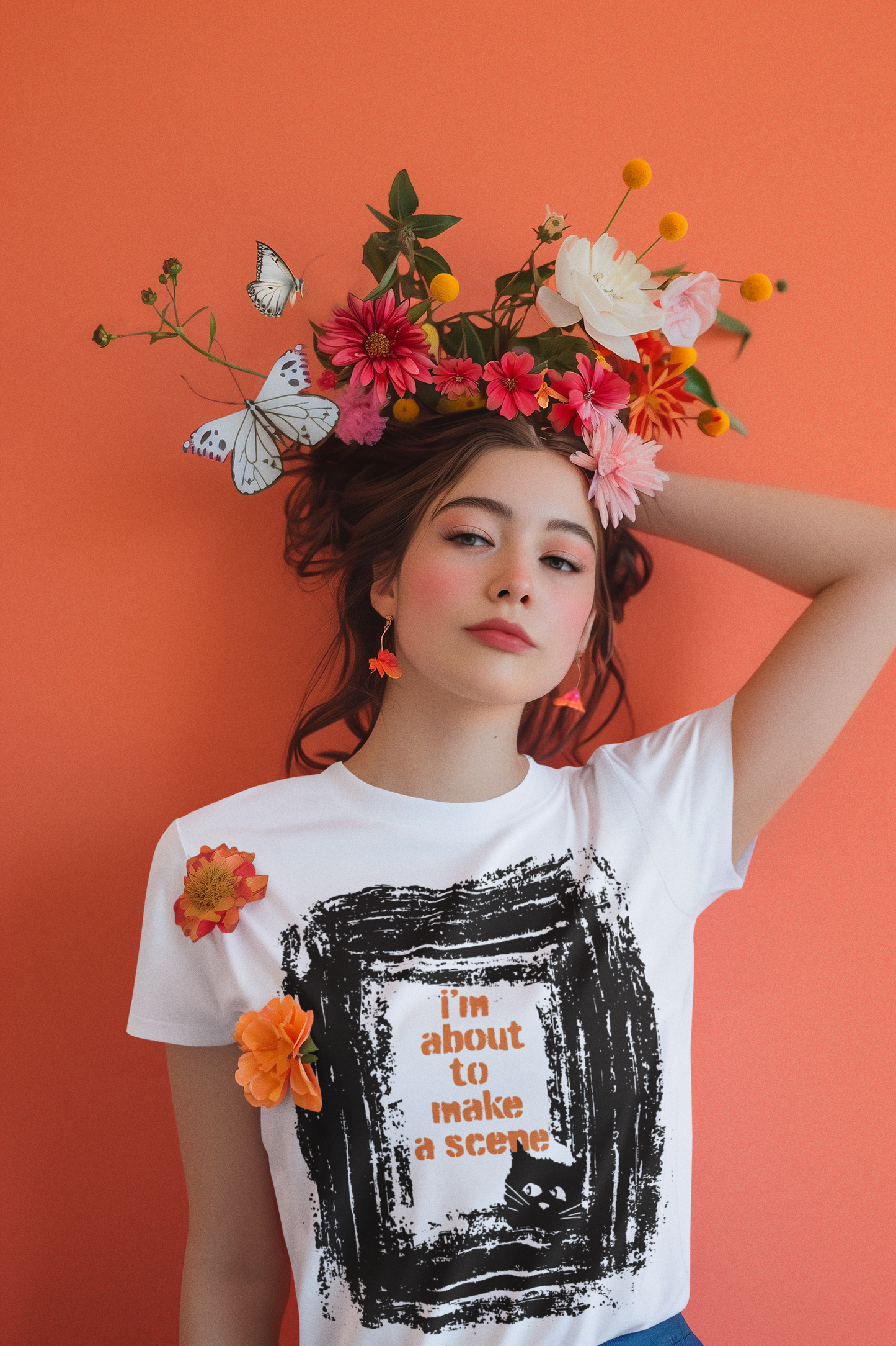 I'm About to Make a Scene...Spooky Artistic black Cat T-Shirt, Halloween, Unisex Graphic Tee, Gift for Cat Lovers, Casual Wear, Cute Cat Design Shirt, Halloween Shirt
