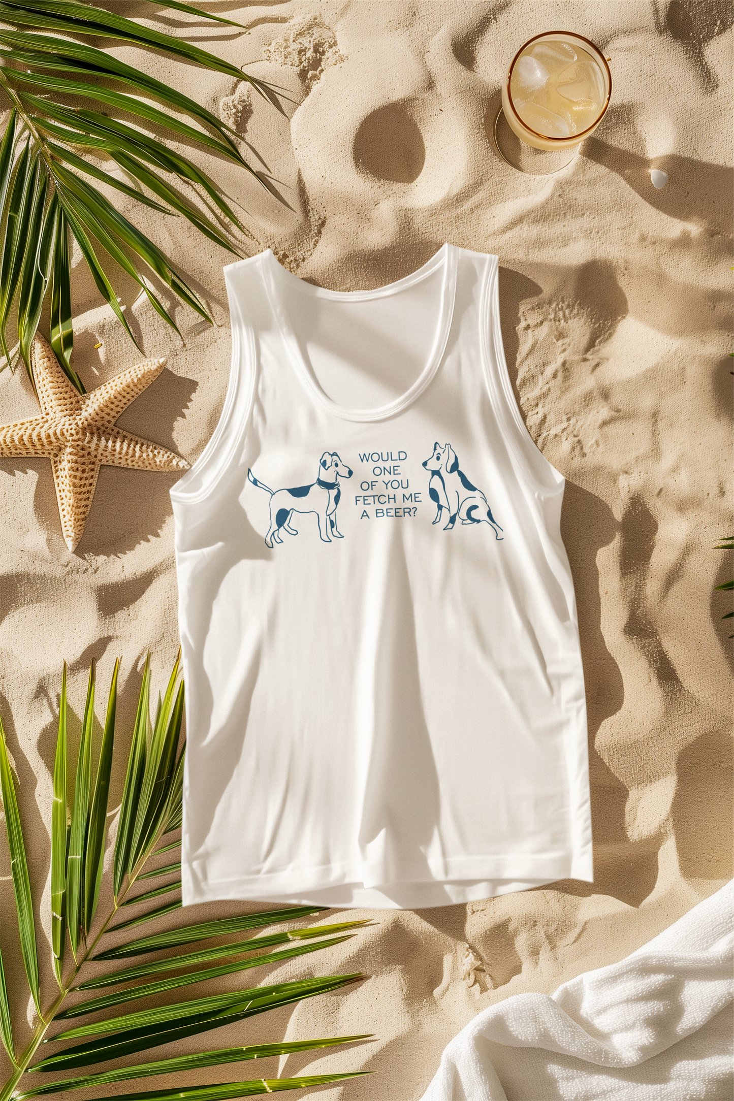 FETCH ME A BEER! Playful Dog-Themed Tank Top, Funny Pet Lover Apparel, Gift for Dog Owners, Summer Casual Wear, Cute Animal Graphic Tee