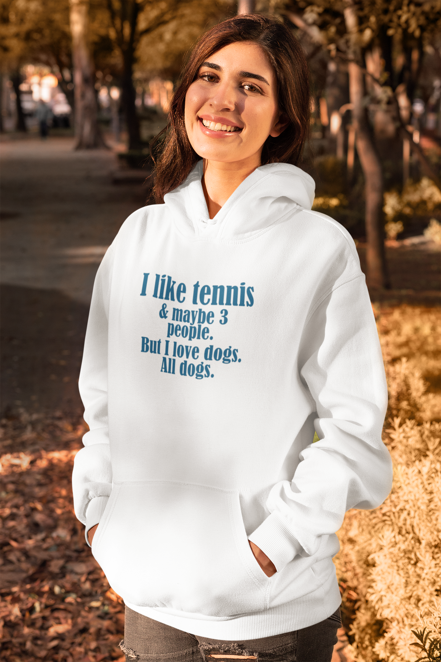 "I like tennis and maybe three people, but I love all dogs." Pickleball Lover's Hoodie | Sports Sweatshirt, Funny Pickleball Gift, Activewear, Unisex Apparel, Fun Sportswear
