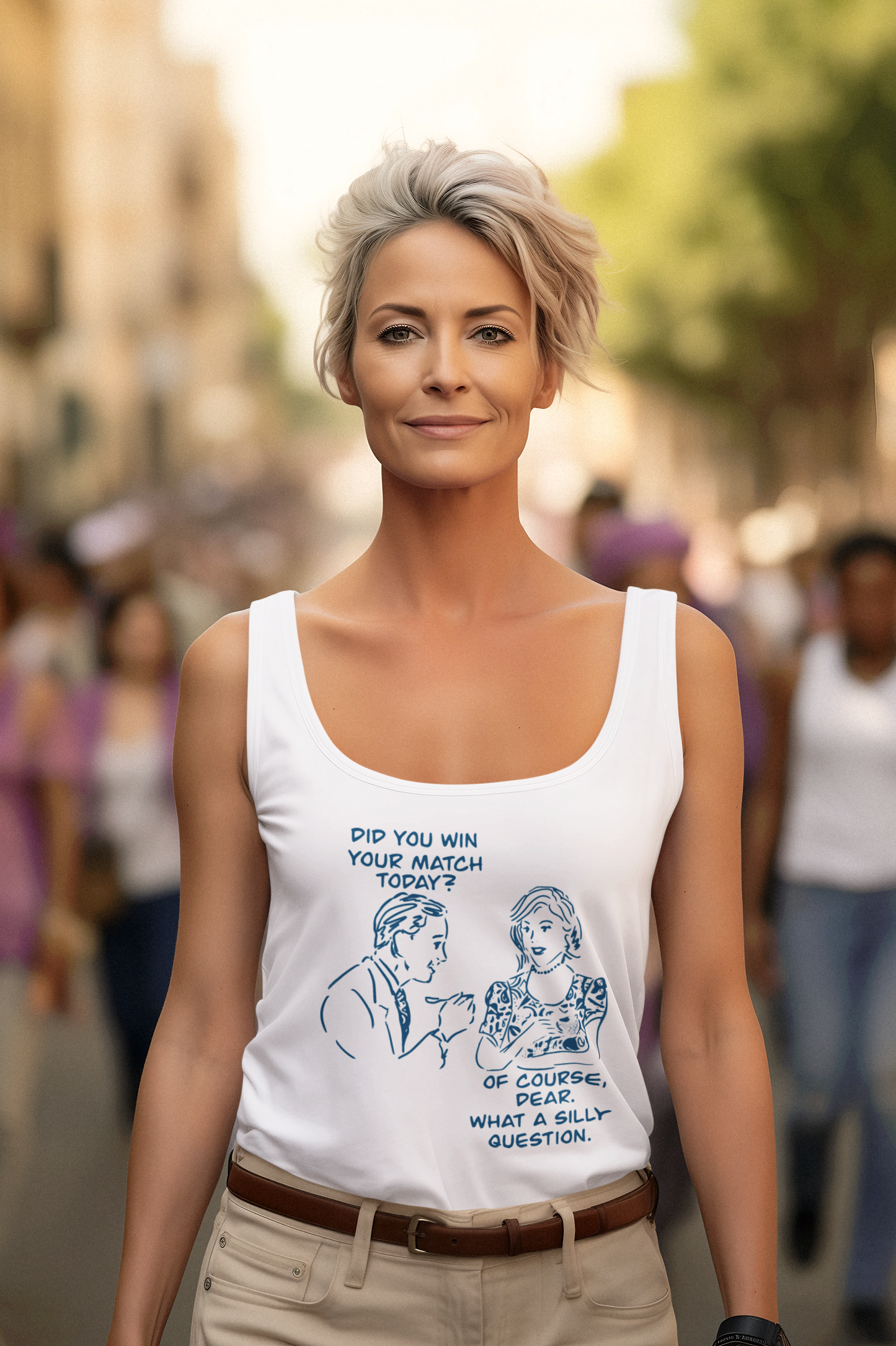 "Did you win your match today? Of course!" Playful Tank Top with Cute Quote, Summer Apparel, Funny Gift, Casual Wear, Beach Outfit