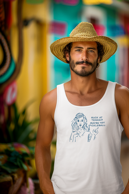 Do you suck at tennis? Try Pickleball. Funny Tennis/Pickleball Tank Top, Unisex Sport Shirt, Gift for Athletes, Summer Workout Apparel, Casual Exercise Top, Fun Sportswearh
