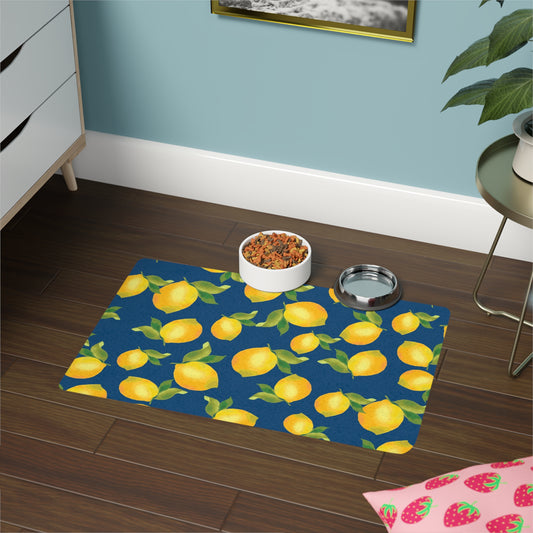 Lemon Pattern Pet Food Mat, Cute Dog or Cat Bowl Mat, Pet Feeding Mat, Decorative Animal Décor, Dog Lover Gift