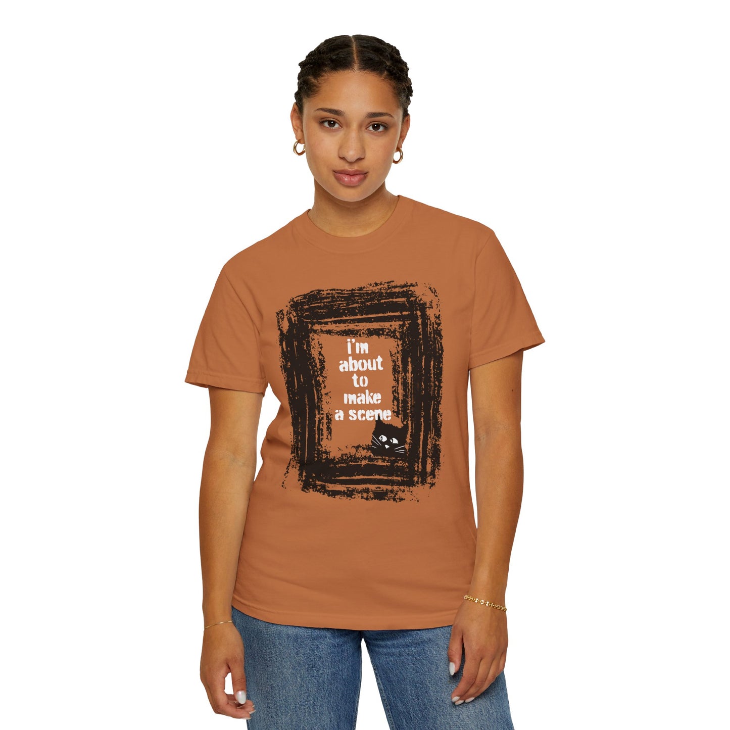 I'm About to Make a Scene...Spooky Artistic black Cat T-Shirt, Halloween, Unisex Graphic Tee, Gift for Cat Lovers, Casual Wear, Cute Cat Design Shirt, Halloween Shirt