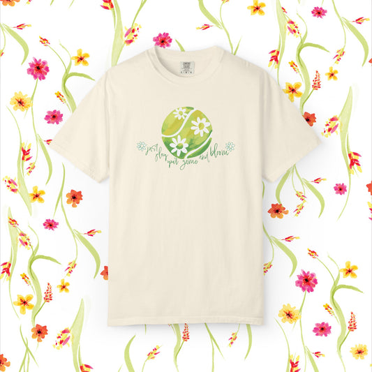 Play Tennis....Bloom! Flower Power Unisex T-Shirt | Eco-Friendly Casual Wear, Spring Fashion, Gift for Garden Lovers, Earth Day Tee, Floral Summer Style, Tennis Lover's Gift17.99
