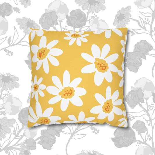 Bright Floral Pillowcase for Home Decor, Yellow Daisy Cushion Cover, Modern Living Room Accent, Gift for Flower Lovers, Spring Decor