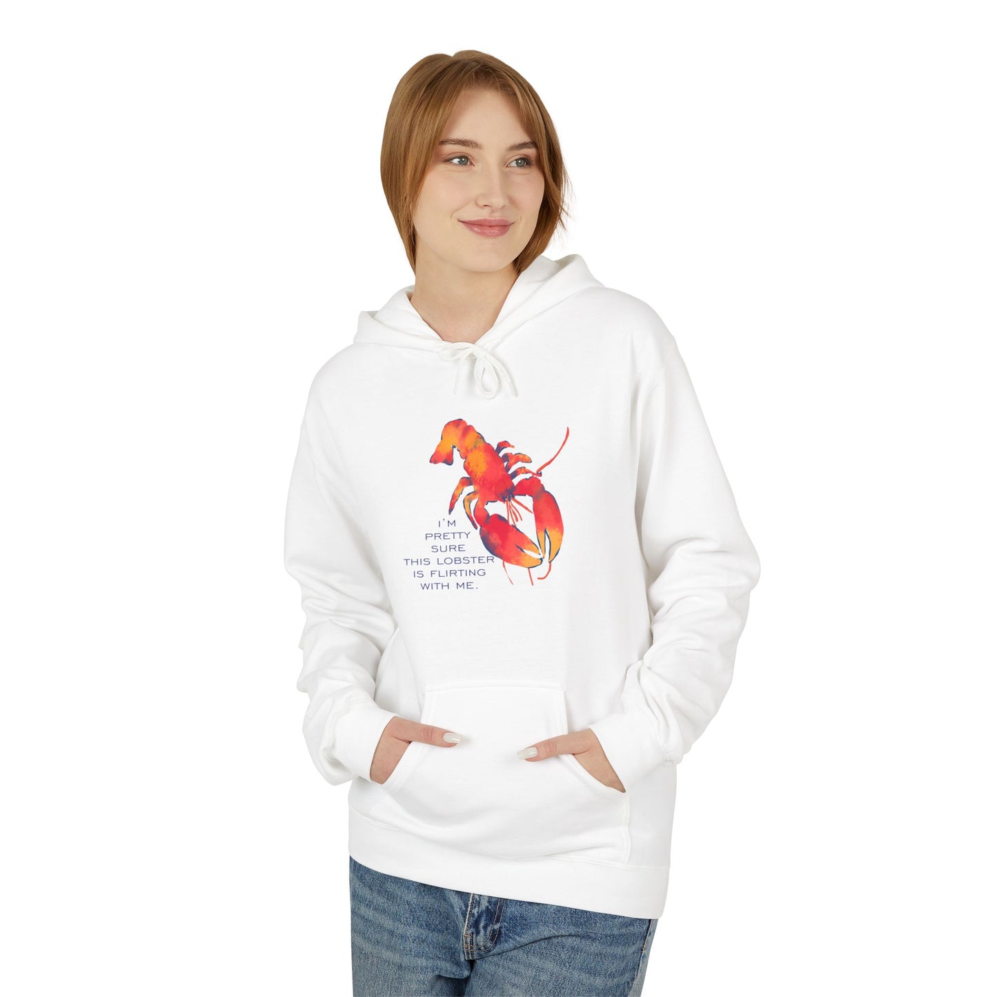 IS THIS LOBSTER FLIRTING WITH ME? Lobster Love Hoodie - Fun Unisex Lightweight Hooded Sweatshirt for Seafood Lovers, Casual Wear, Summer Vibes, Beach Outings, Gift Idea
