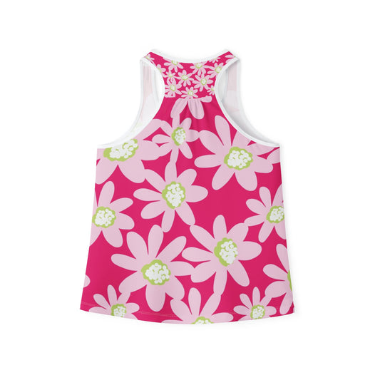 Pink Daisy Floral Women's Tank Top - Active Wear, Summer Style, Casual Wear, Festival Top, Beach Day Essential, Mother's Day Gift