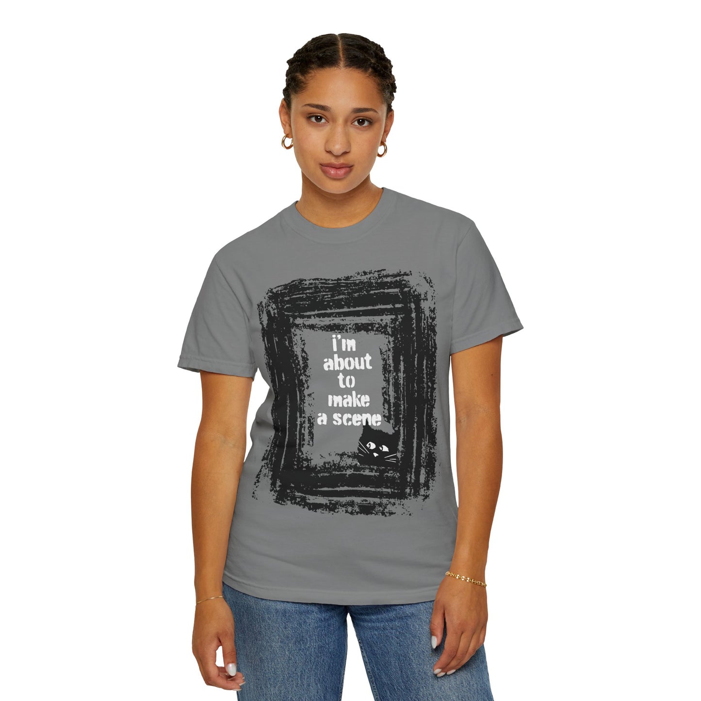 I'm About to Make a Scene...Spooky Artistic black Cat T-Shirt, Halloween, Unisex Graphic Tee, Gift for Cat Lovers, Casual Wear, Cute Cat Design Shirt, Halloween Shirt