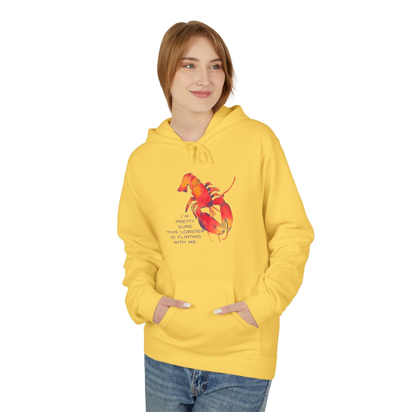 IS THIS LOBSTER FLIRTING WITH ME? Lobster Love Hoodie - Fun Unisex Lightweight Hooded Sweatshirt for Seafood Lovers, Casual Wear, Summer Vibes, Beach Outings, Gift Idea