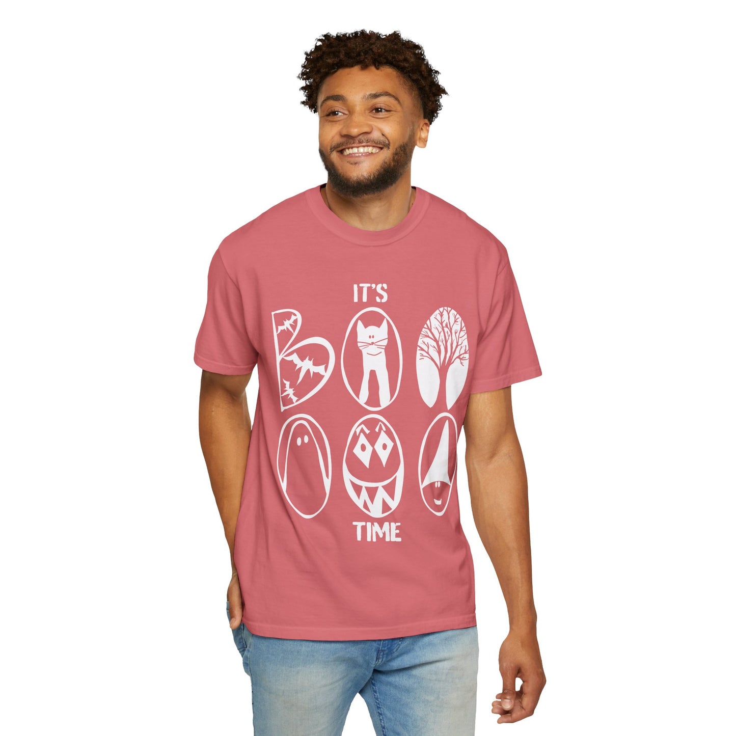 "IT'S BOO TIME" Halloween Themed T-shirt, Spooky Graphic Tee, Unisex T-shirt for Fall, Vintage Style Halloween Shirt, Perfect for Halloween Party