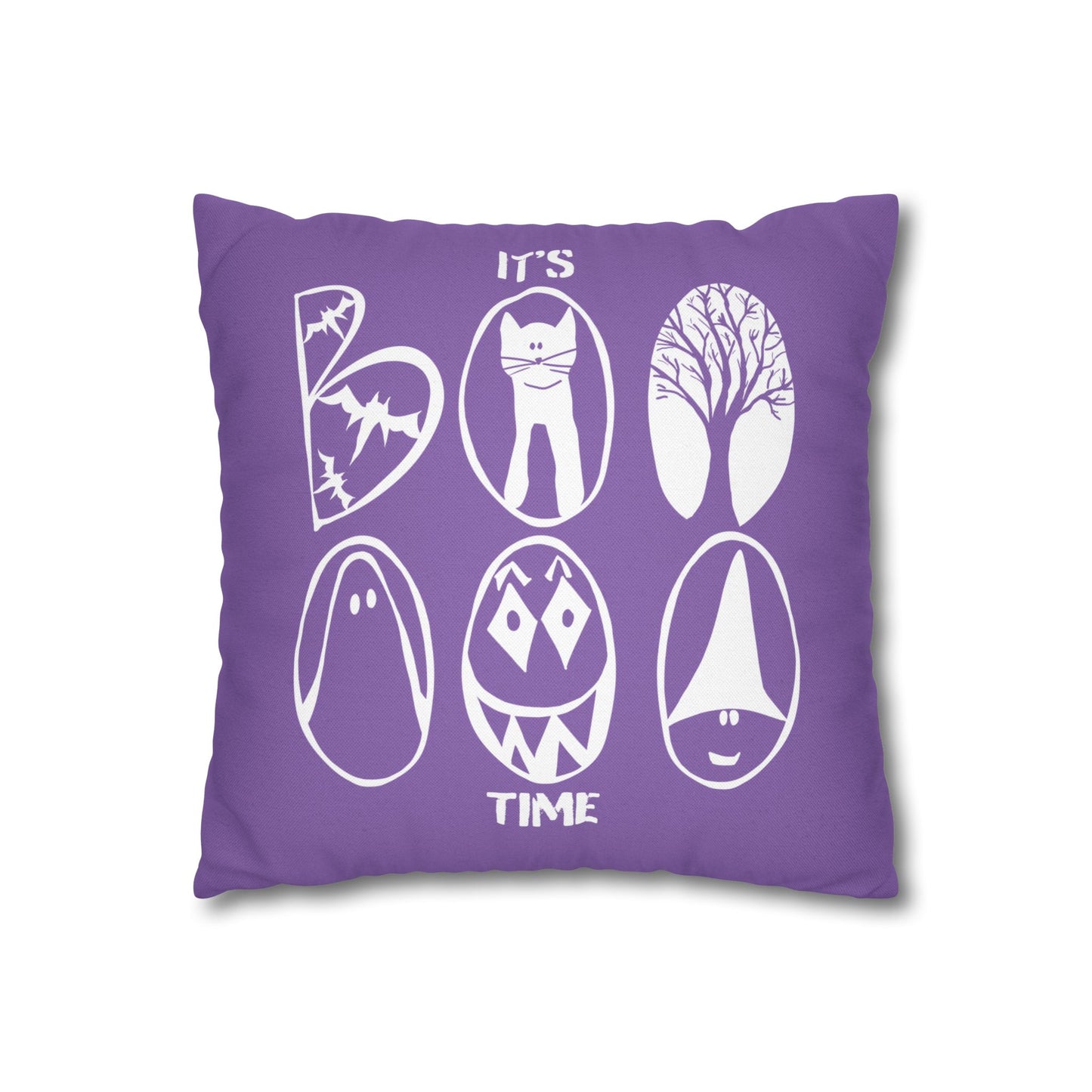 Spooky Ghost Pillowcase, BOO TIME, Halloween Decor, Fun Throw Pillow, Cozy Home Accessory, Unique Gift for Ghost Lovers, Purple Pillow Cover
