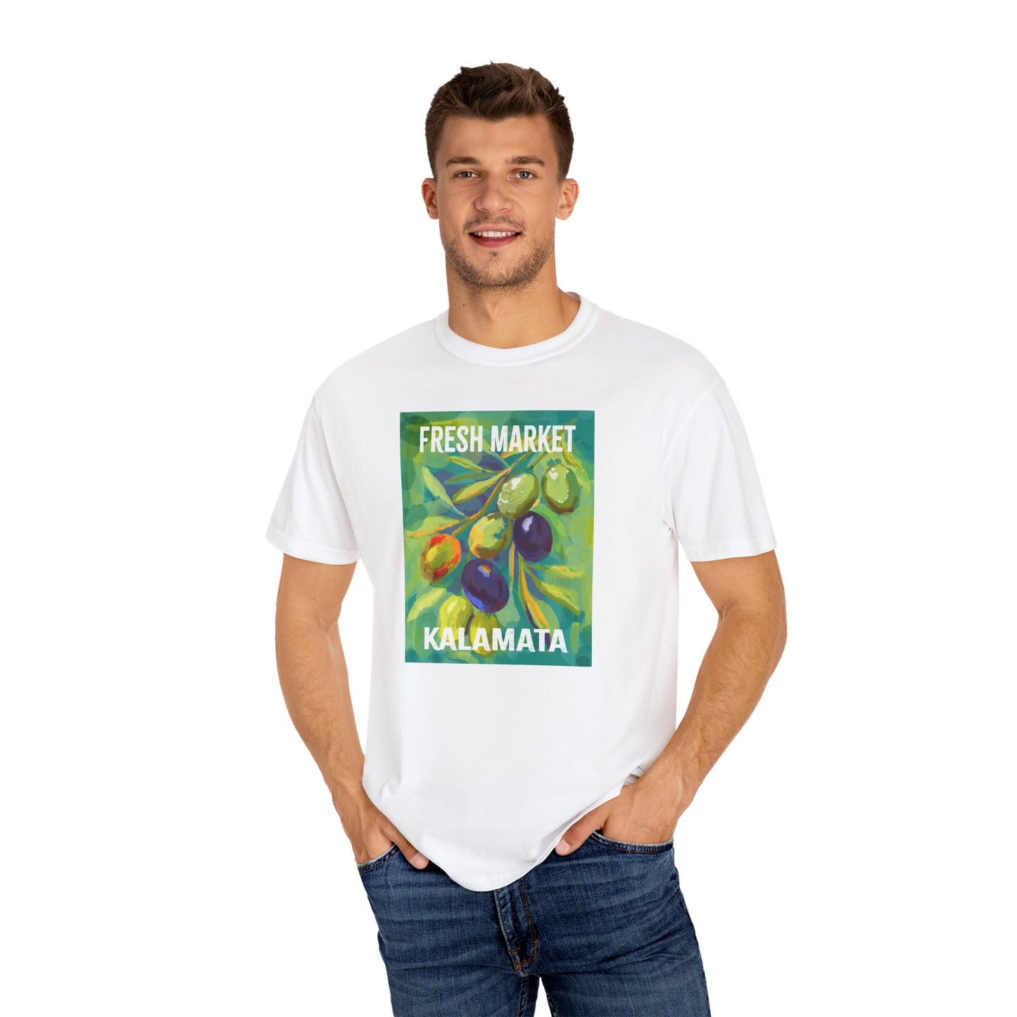 Vibrant Greek Olive Grove T-Shirt, Perfect for Farmers Markets, Foodie Gifts, Art Lovers, Summer Outings, Unisex Casual Wear