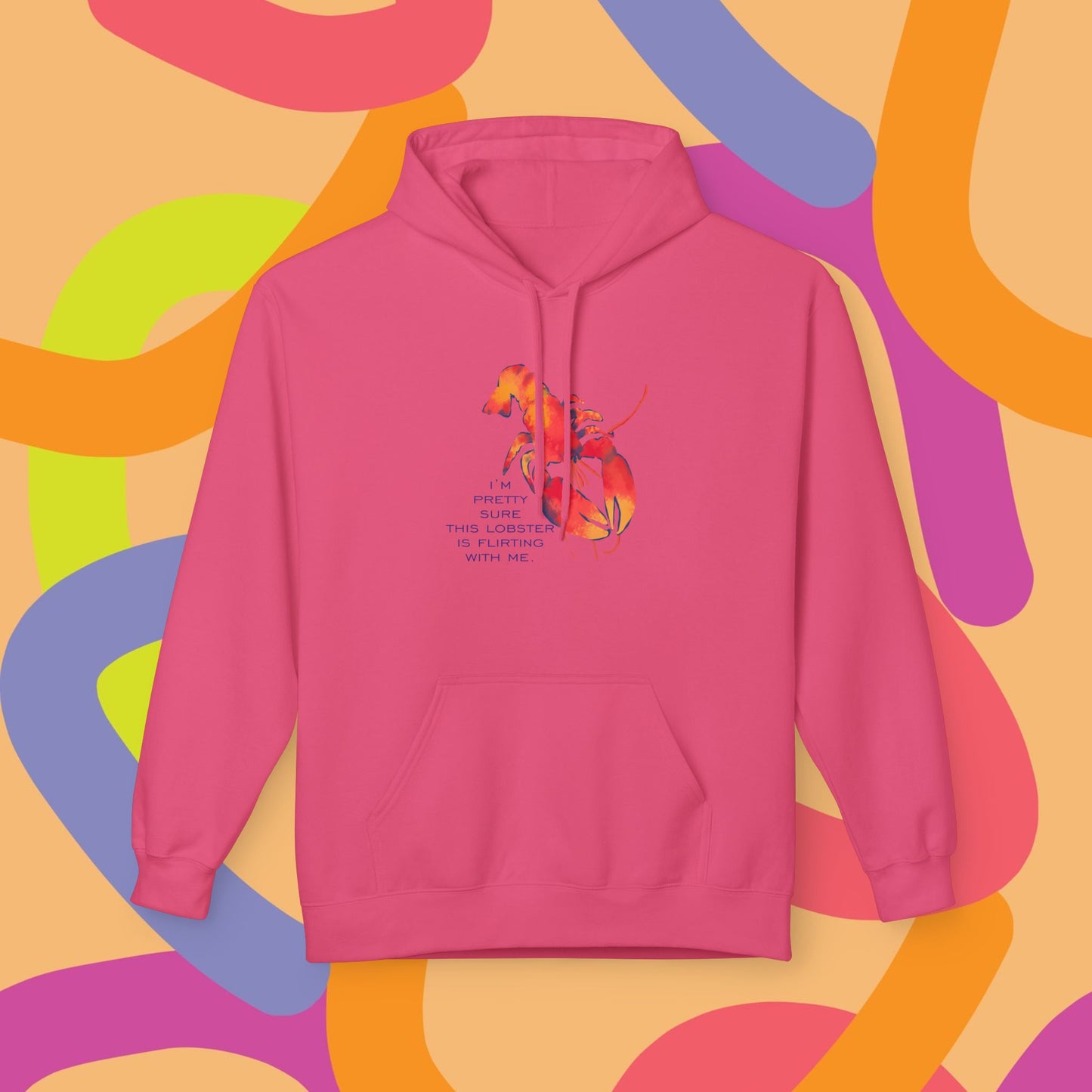 IS THIS LOBSTER FLIRTING WITH ME? Lobster Love Hoodie - Fun Unisex Lightweight Hooded Sweatshirt for Seafood Lovers, Casual Wear, Summer Vibes, Beach Outings, Gift Idea