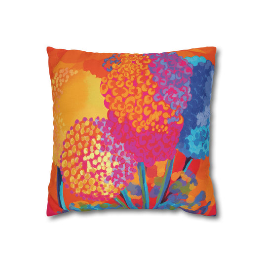 Vibrant Floral Pillowcase for Cozy Spaces with artwork by Ally Hunt, Retro vibe, Boho, Whimsical