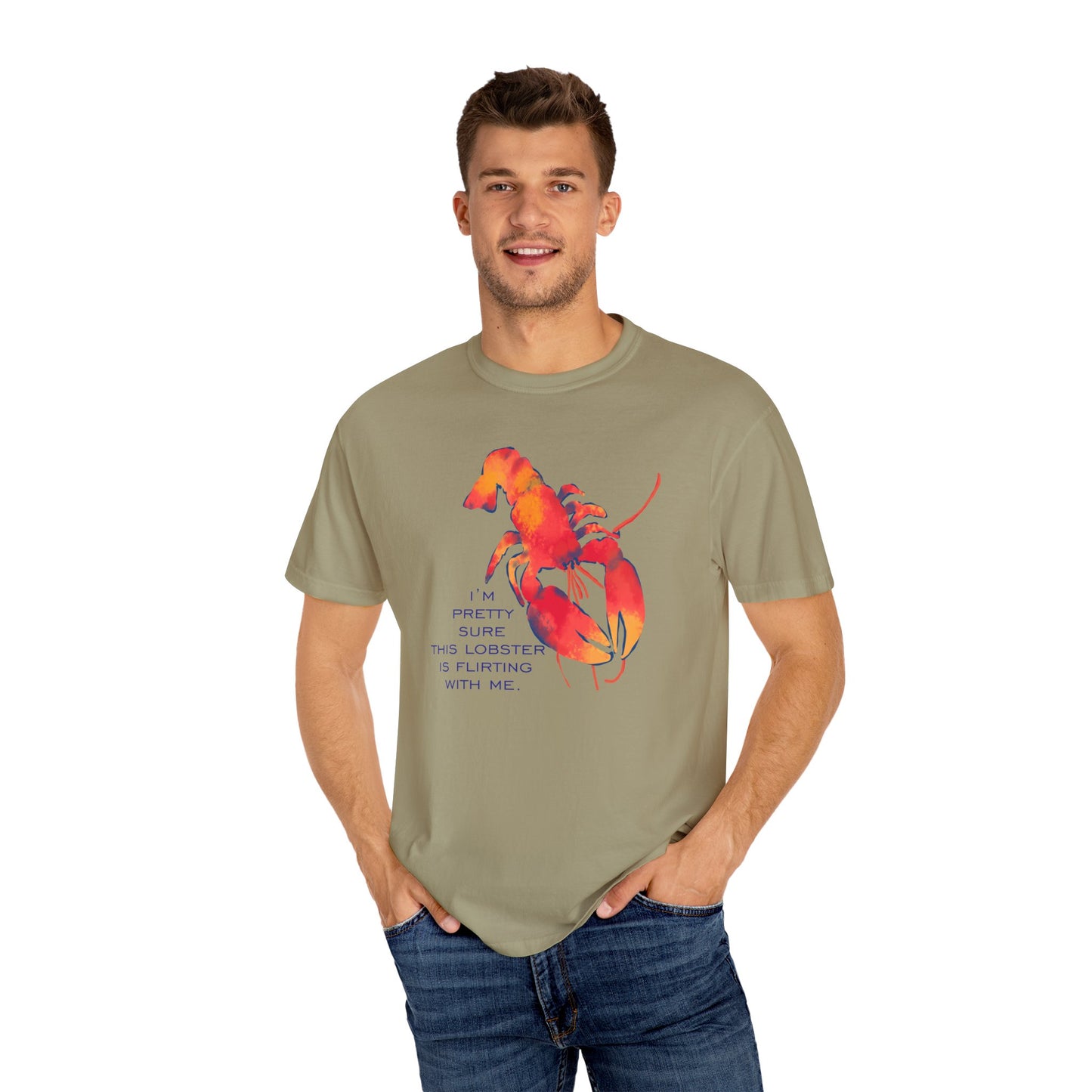 Funny Lobster Flirting T-Shirt, Relaxed Fit Tees, Seafood Lover Gifts, Coastal Vibe Outfits, Summer Beach Wear