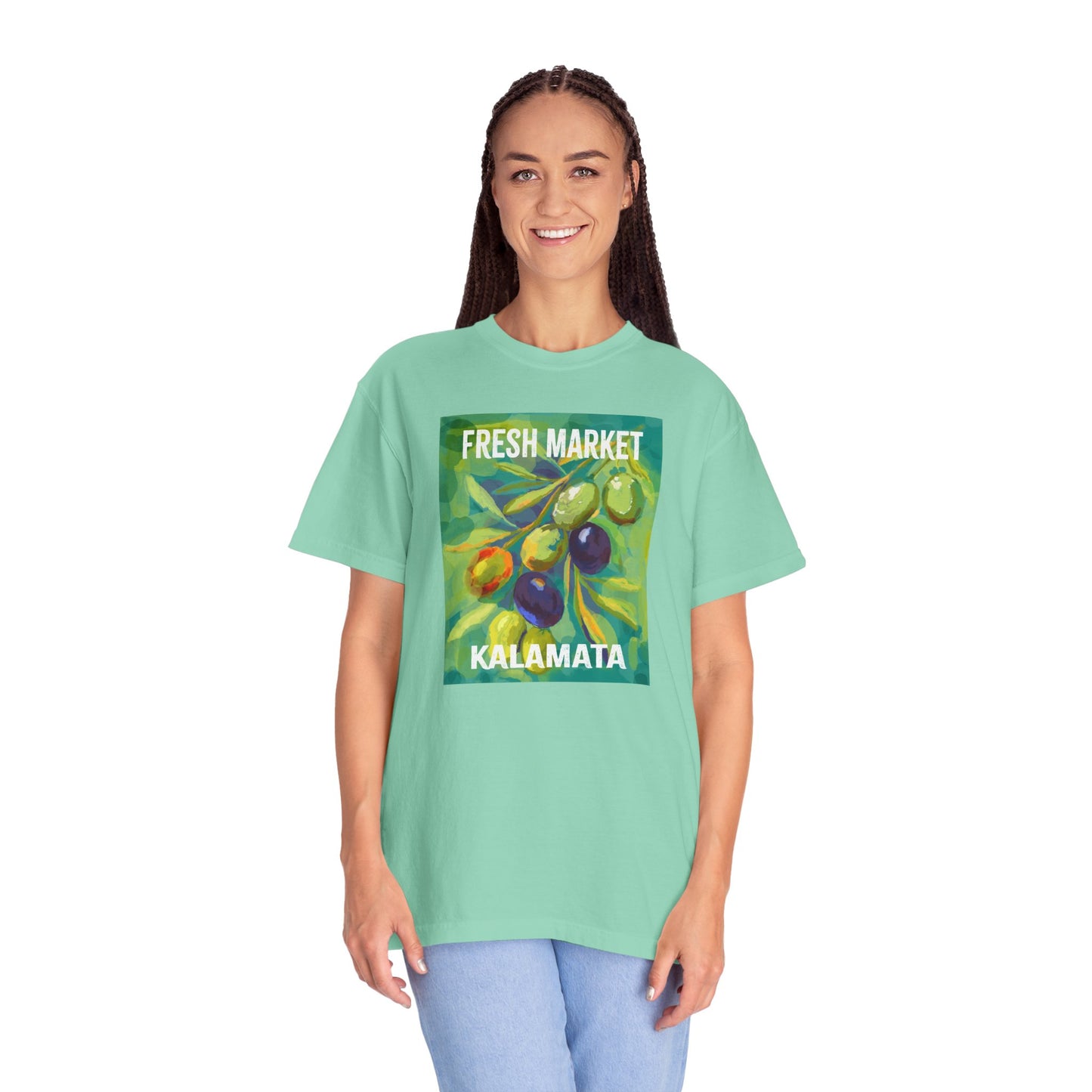 Vibrant Greek Olive Grove T-Shirt, Perfect for Farmers Markets, Foodie Gifts, Art Lovers, Summer Outings, Unisex Casual Wear