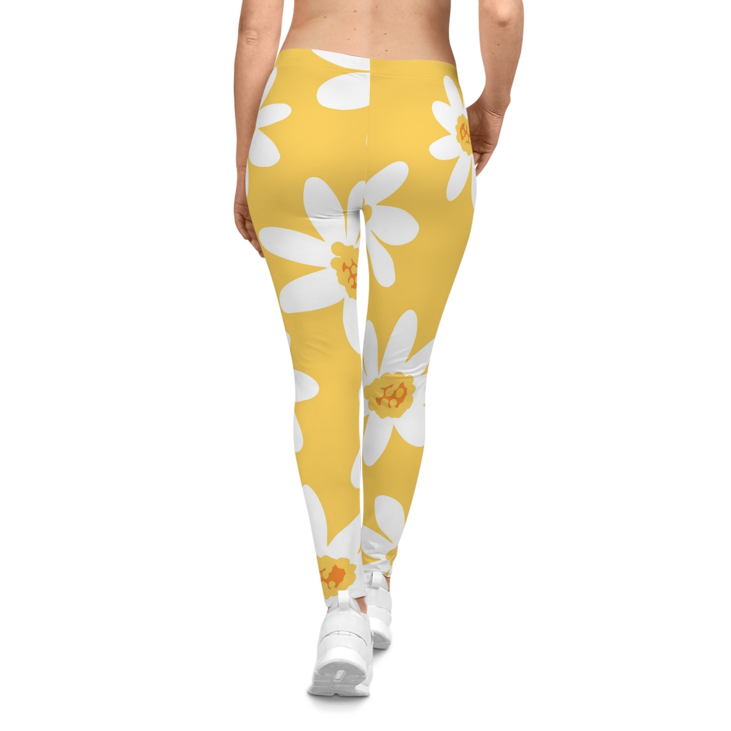 Women's Floral Daisy Print Leggings, Summer Activewear, Yoga Pants, Casual Outfit, Gift for Her, Flower Pattern Leggings