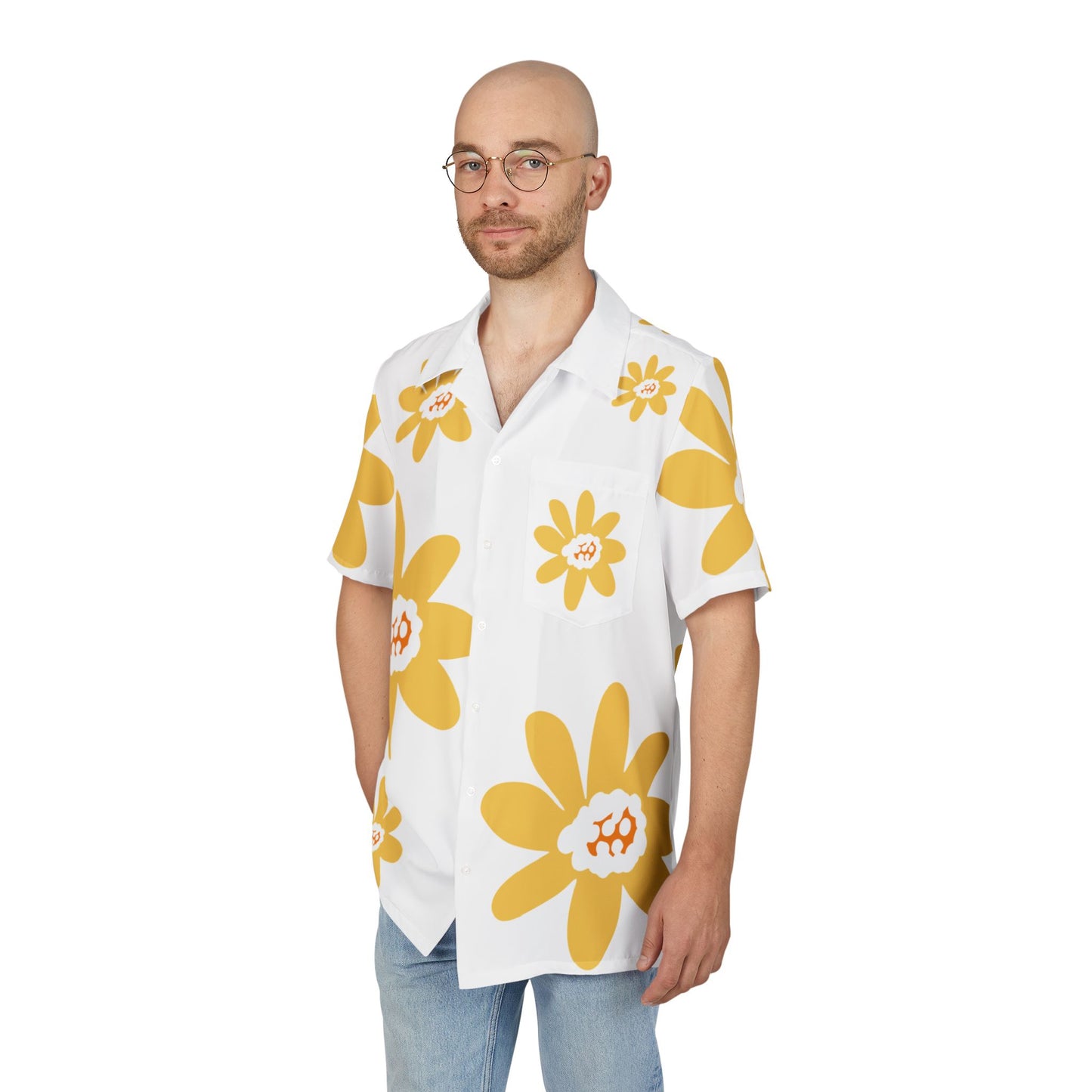 Big Yellow Daisy Tropical Floral Hawaiian Shirt, Summer Fashion, Beach Party Attire, Vacation Wear, Casual Shirt, Gift for Him or Her
