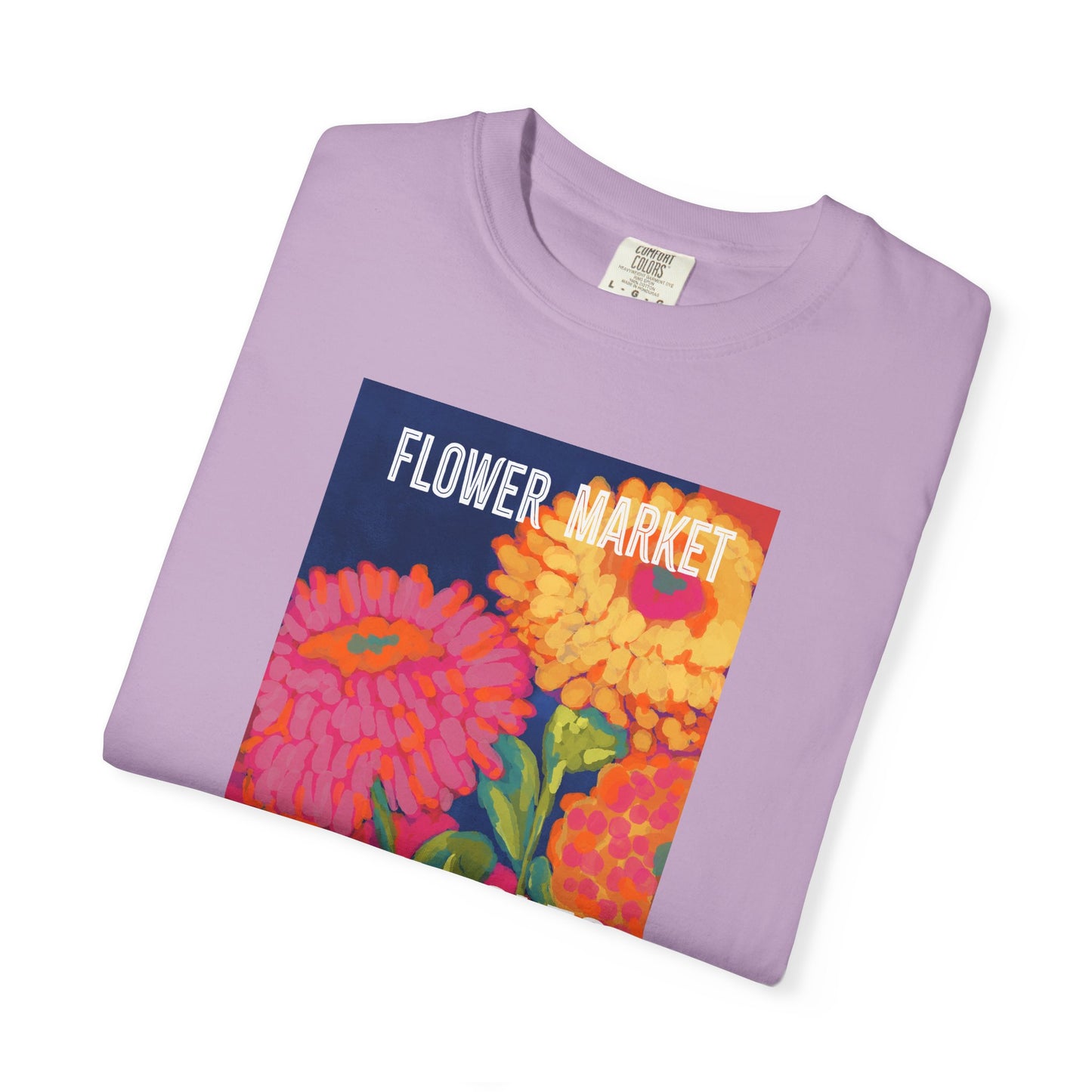 Vibrant Floral Market Tee, Flower Market T-Shirt, Greek Isles Apparel, Gift for Garden Lovers, Summer Wardrobe Essential