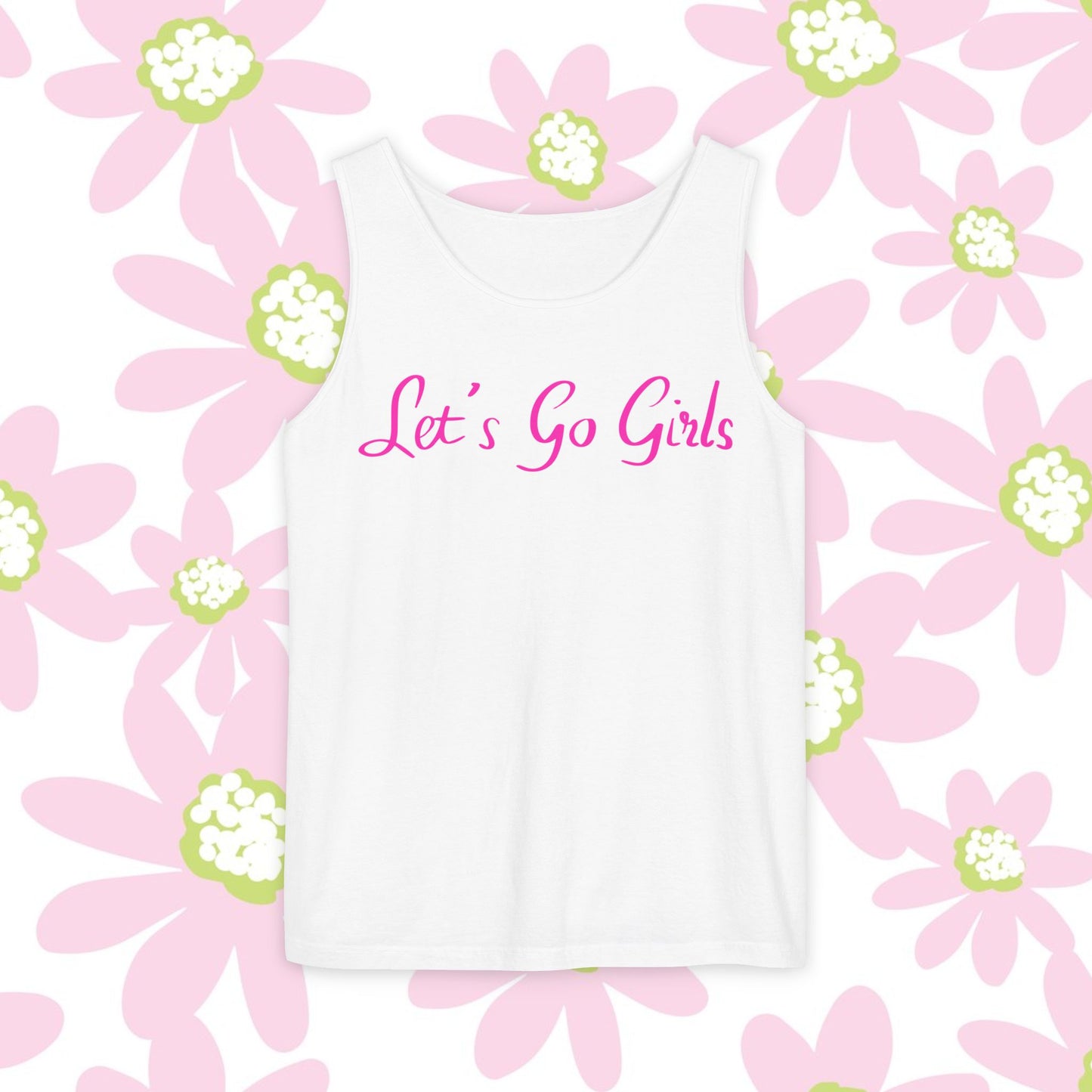 Let's Go Girls Tank Top — Feminine Pink Script Athletic Tank