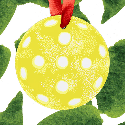 Acrylic Ornament — 'Merry Pickling' Round Christmas Ornament with Ribbon
