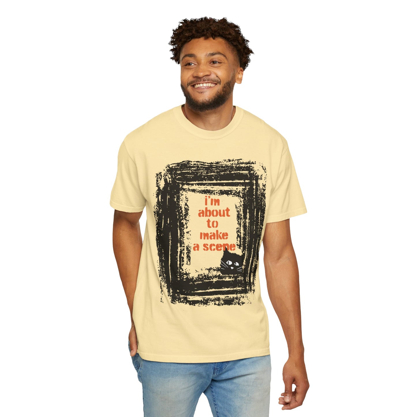 I'm About to Make a Scene...Spooky Artistic black Cat T-Shirt, Halloween, Unisex Graphic Tee, Gift for Cat Lovers, Casual Wear, Cute Cat Design Shirt, Halloween Shirt