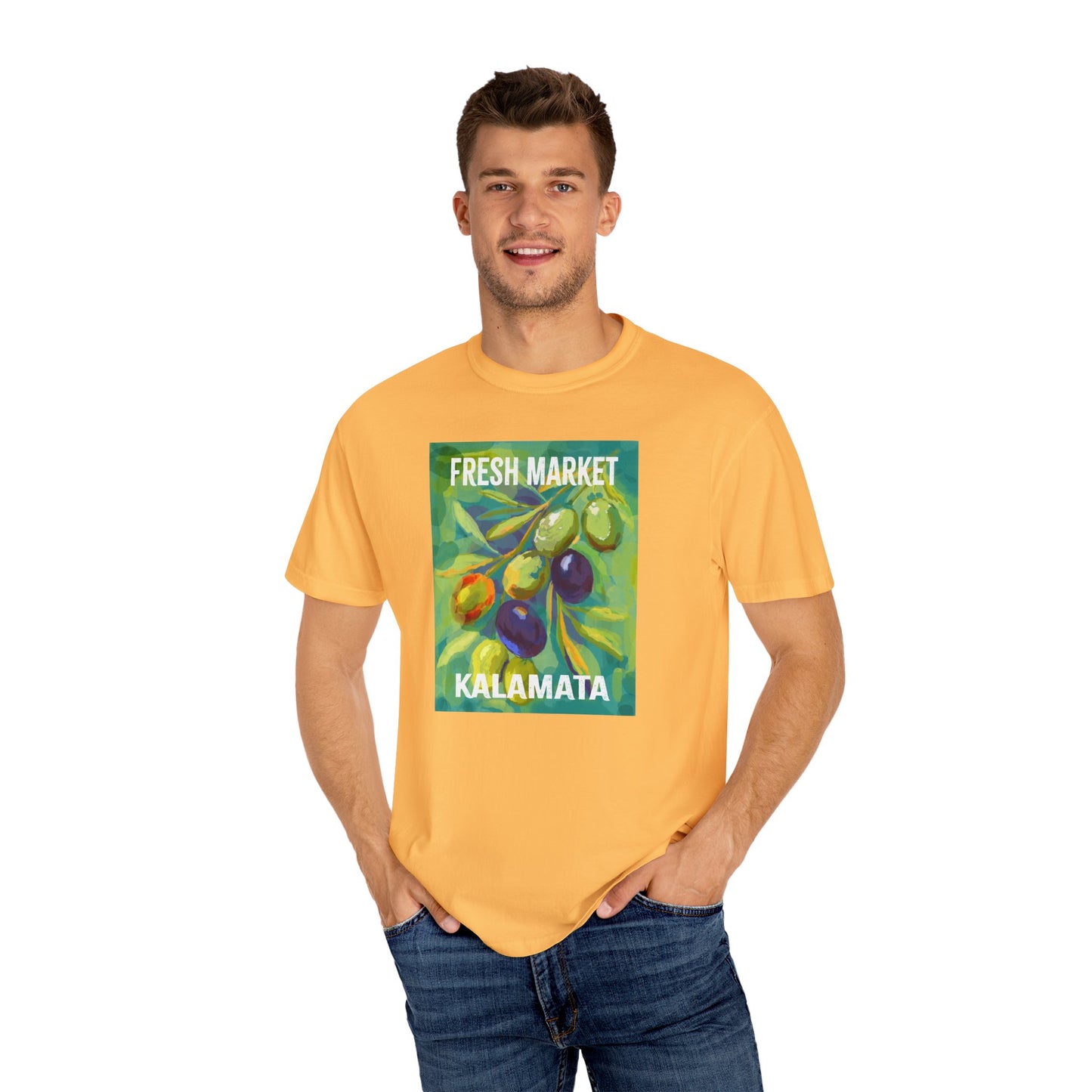 Vibrant Greek Olive Grove T-Shirt, Perfect for Farmers Markets, Foodie Gifts, Art Lovers, Summer Outings, Unisex Casual Wear