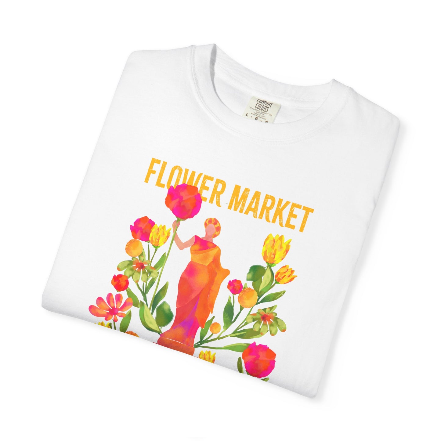Greek Isle Mykonos Floral Market T-Shirt | Summer Vibes, Eco-Friendly Apparel, Casual Wear, Gift for Her, Bohemian Style