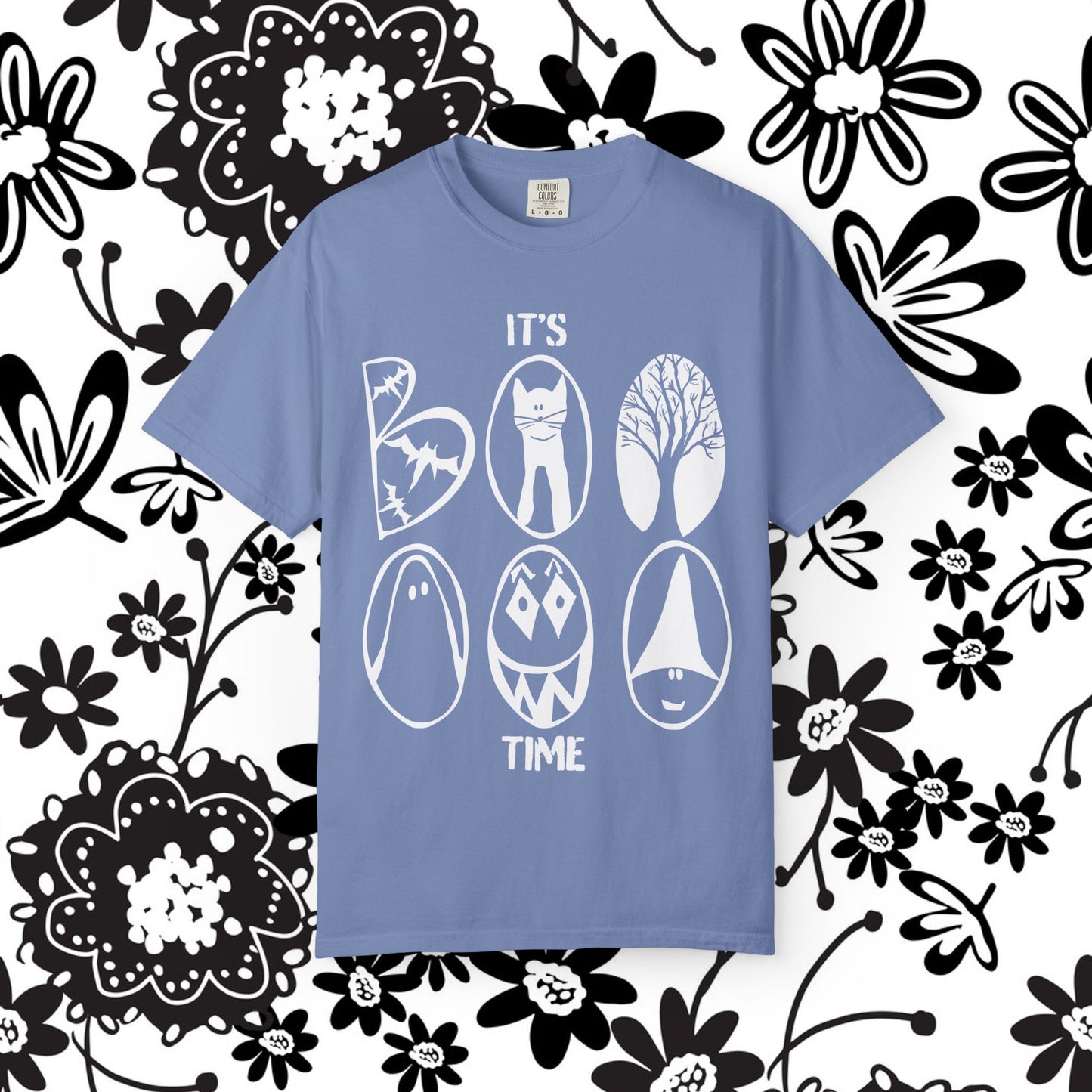 "IT'S BOO TIME" Halloween Themed T-shirt, Spooky Graphic Tee, Unisex T-shirt for Fall, Vintage Style Halloween Shirt, Perfect for Halloween Party