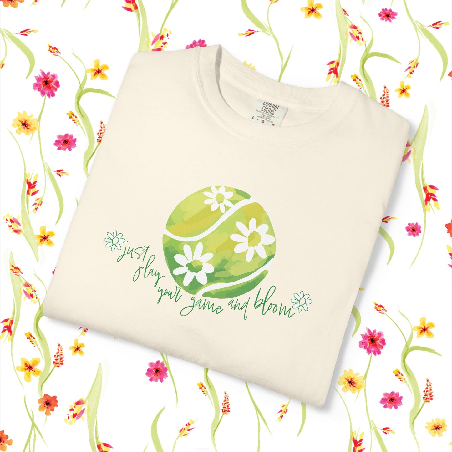 Play Tennis....Bloom! Flower Power Unisex T-Shirt | Eco-Friendly Casual Wear, Spring Fashion, Gift for Garden Lovers, Earth Day Tee, Floral Summer Style, Tennis Lover's Gift17.99